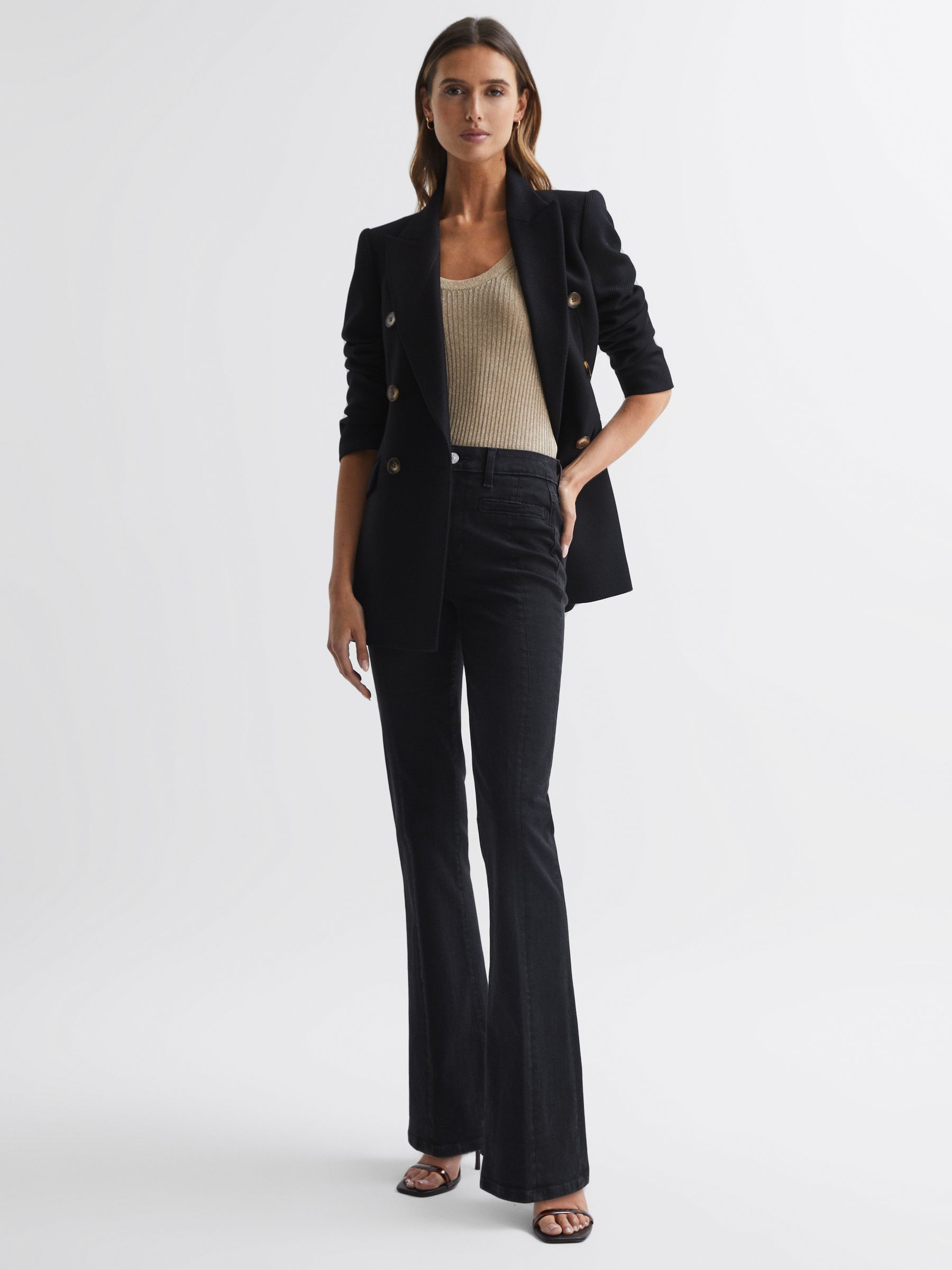 Paige High Rise Flared Jeans in Slater - Image 1 of 5