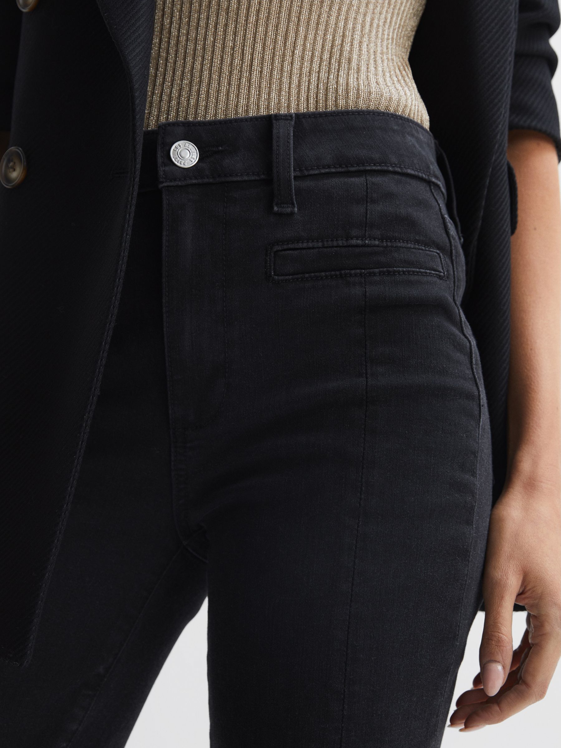 Paige High Rise Flared Jeans in Slater - Image 3 of 5
