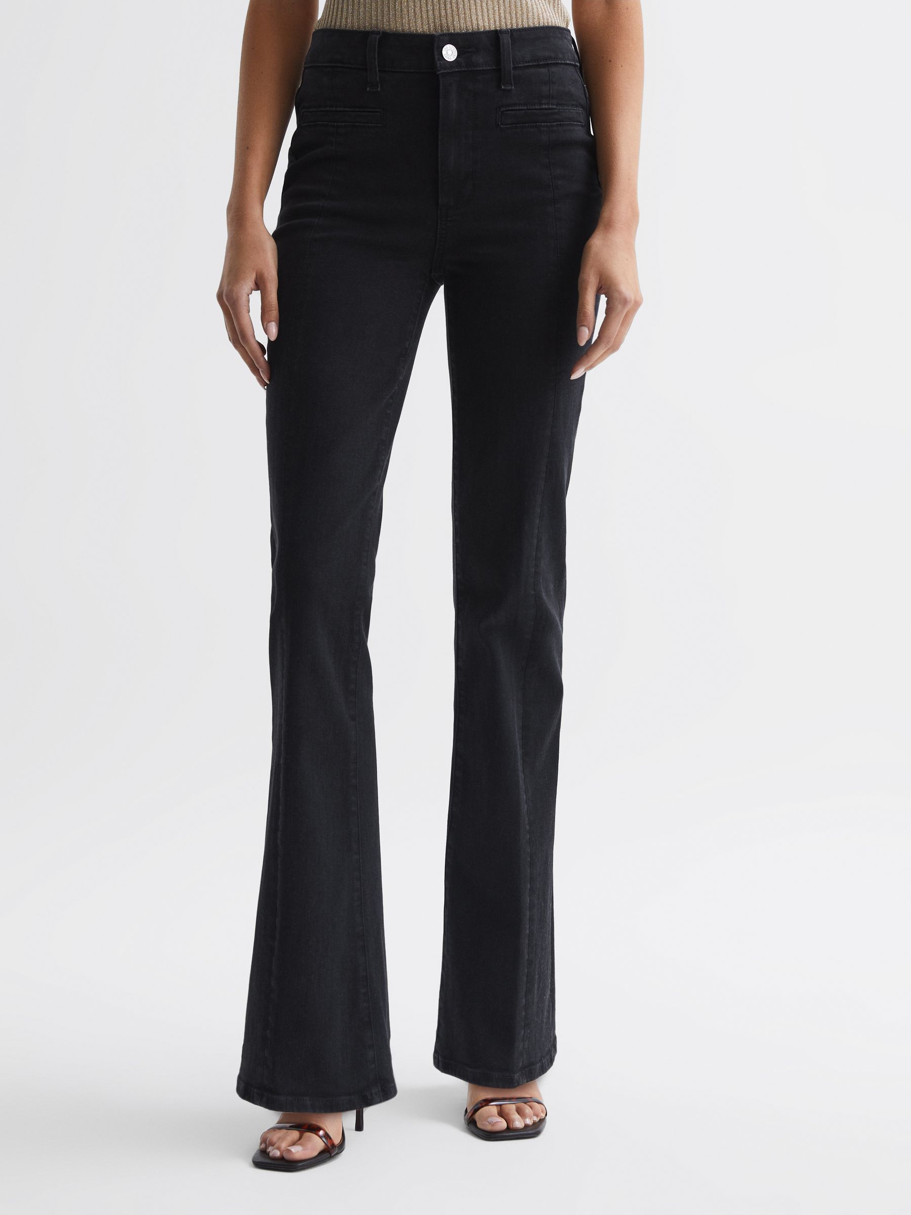 Paige High Rise Flared Jeans in Slater - Image 4 of 5