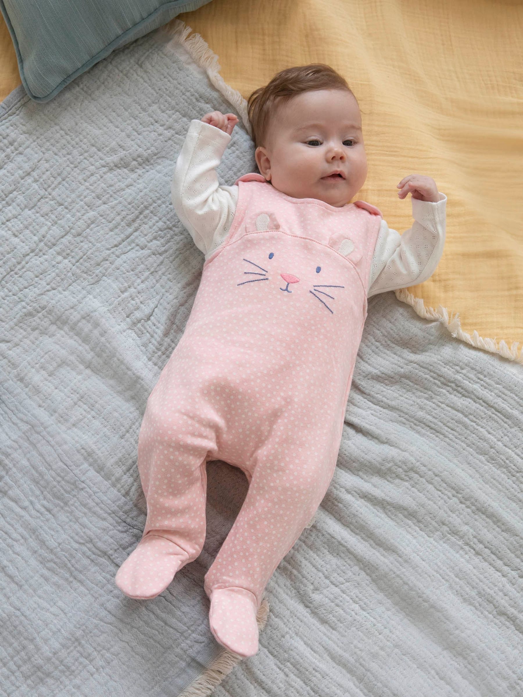 Pink 2-Piece Mouse Dungaree Set - Image 1 of 5