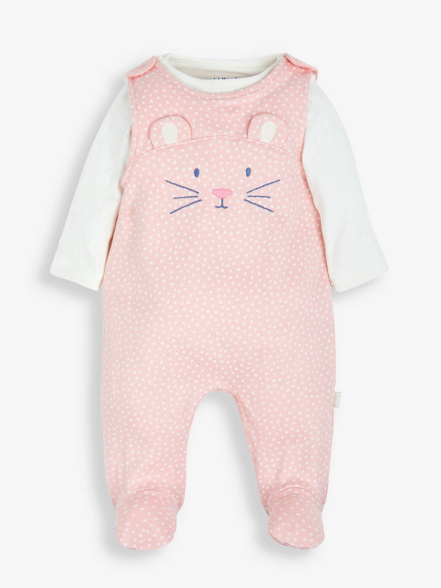 Pink 2-Piece Mouse Dungaree Set - Image 2 of 5