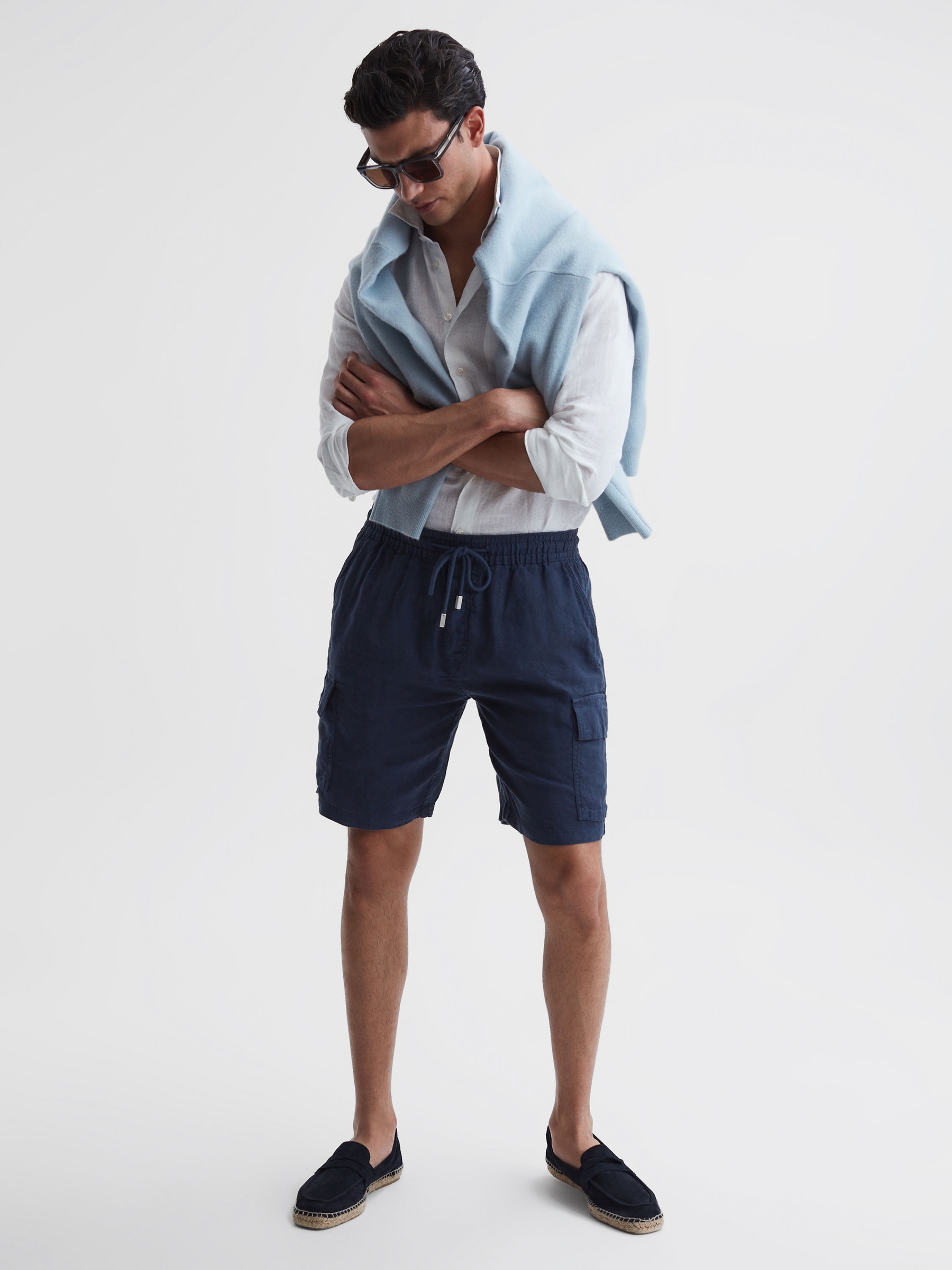 Vilebrequin 100% Linen Shorts in Navy - Image 1 of 4