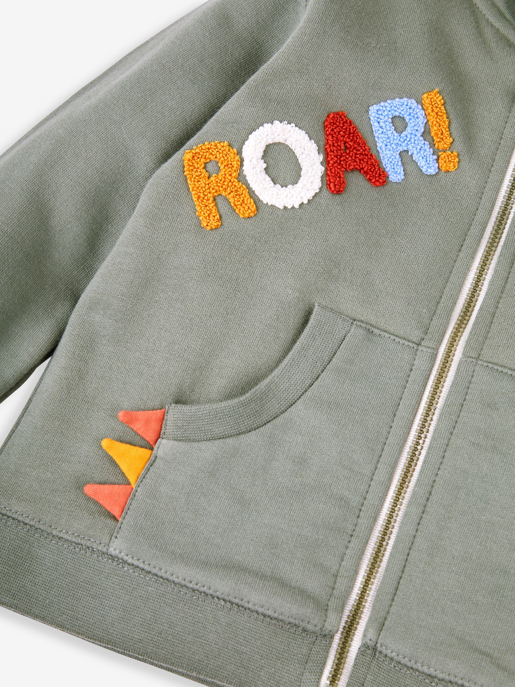 Khaki Green TRex Boys' Appliqué Novelty Hoodie - Image 2 of 4