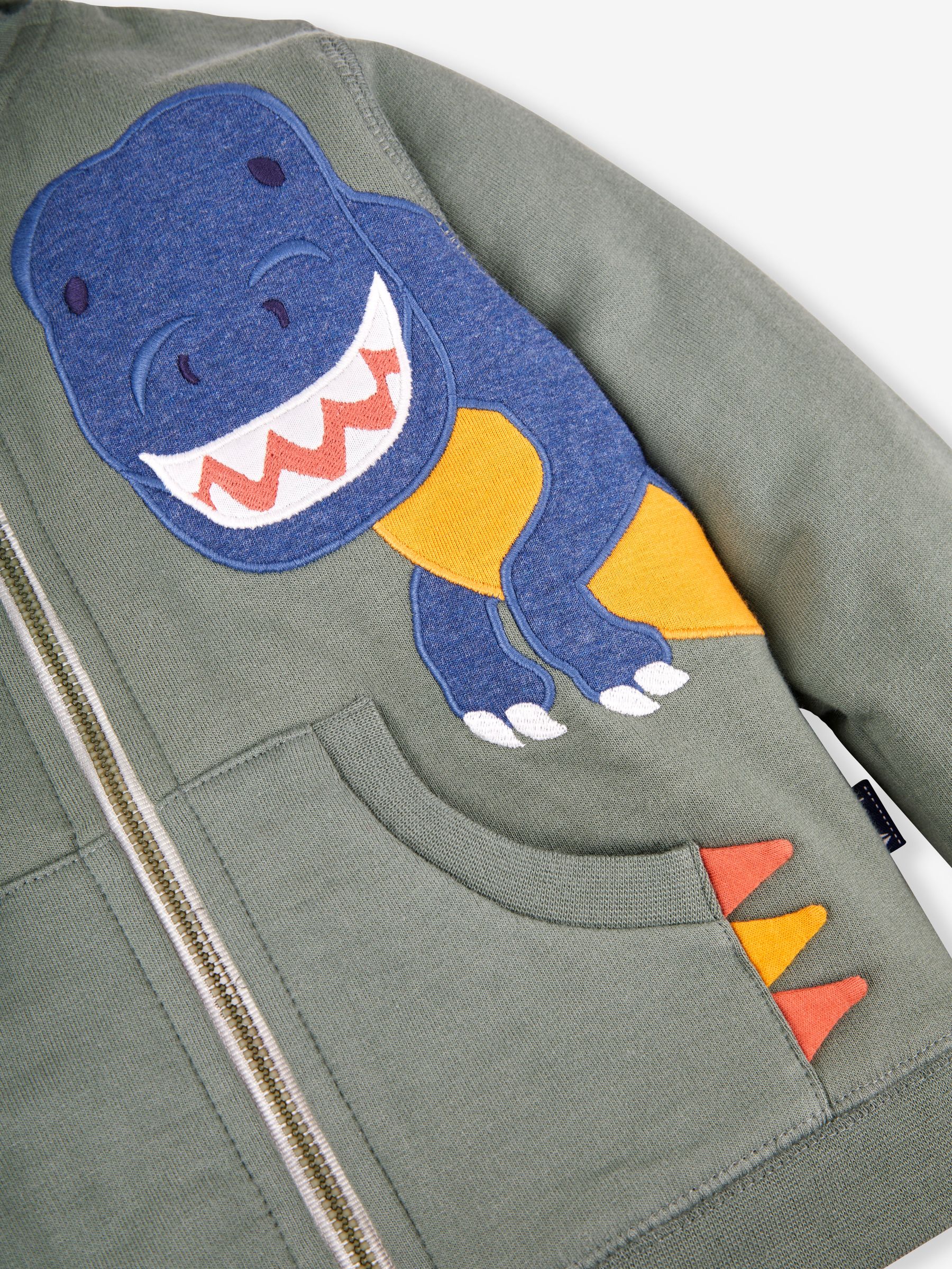 Khaki Green TRex Boys' Appliqué Novelty Hoodie - Image 3 of 4
