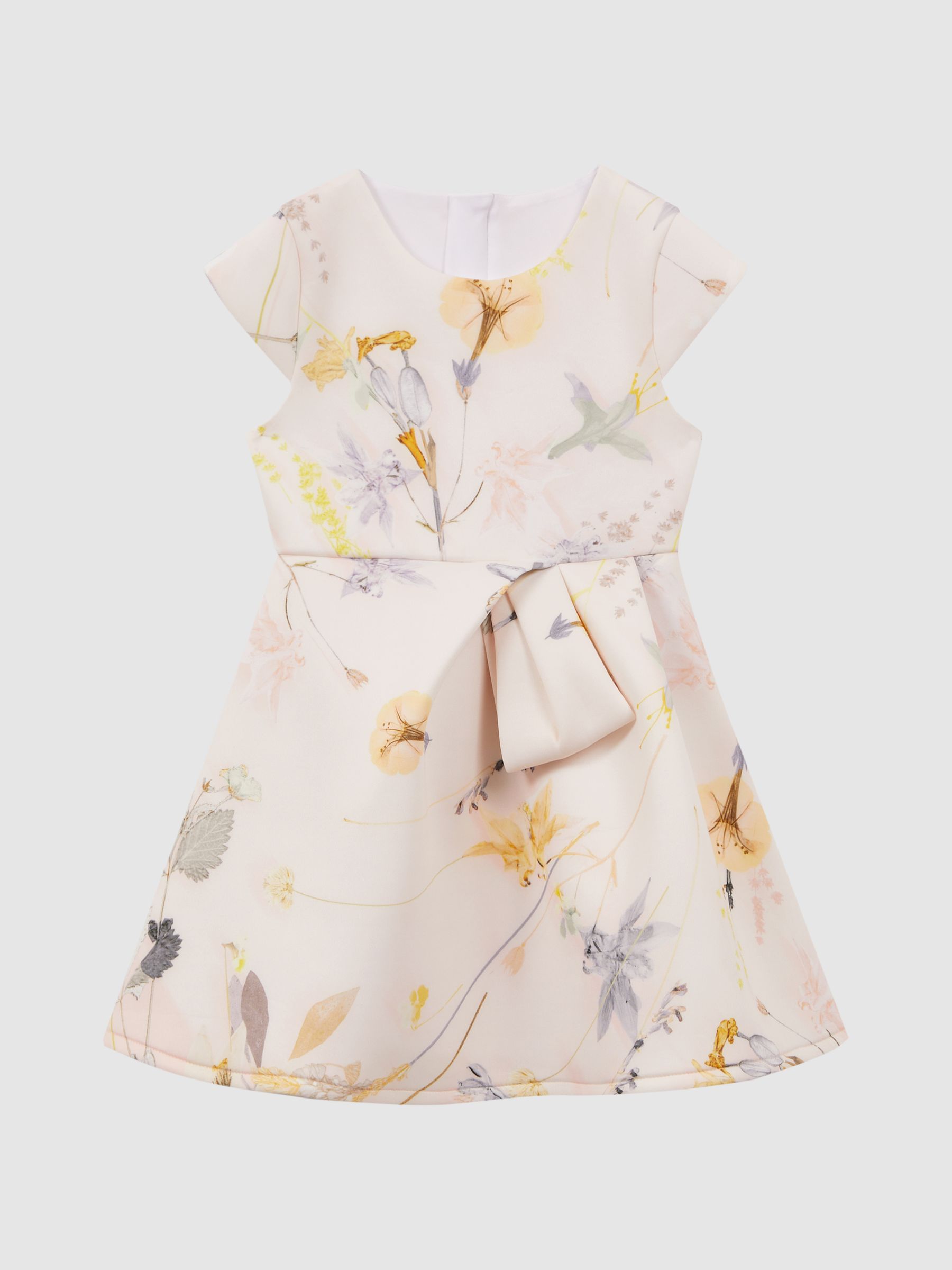 9-14 yrs Scuba Floral Printed Dress in Pink - Image 2 of 6