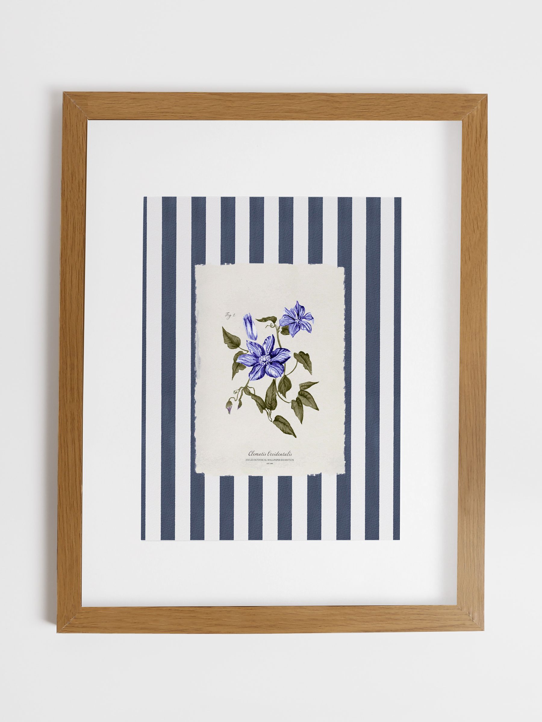 Blue Clematis Climber Wood Mounted Framed Print Wall 43 x 53cm Art - Image 1 of 4