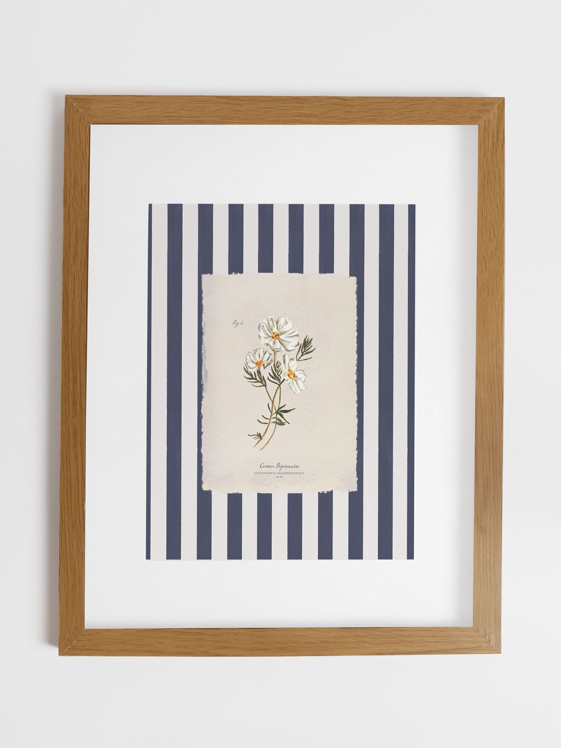 Blue Dancing Cosmos Wood Mounted Framed Print Wall 43 x 53cm Art - Image 1 of 4
