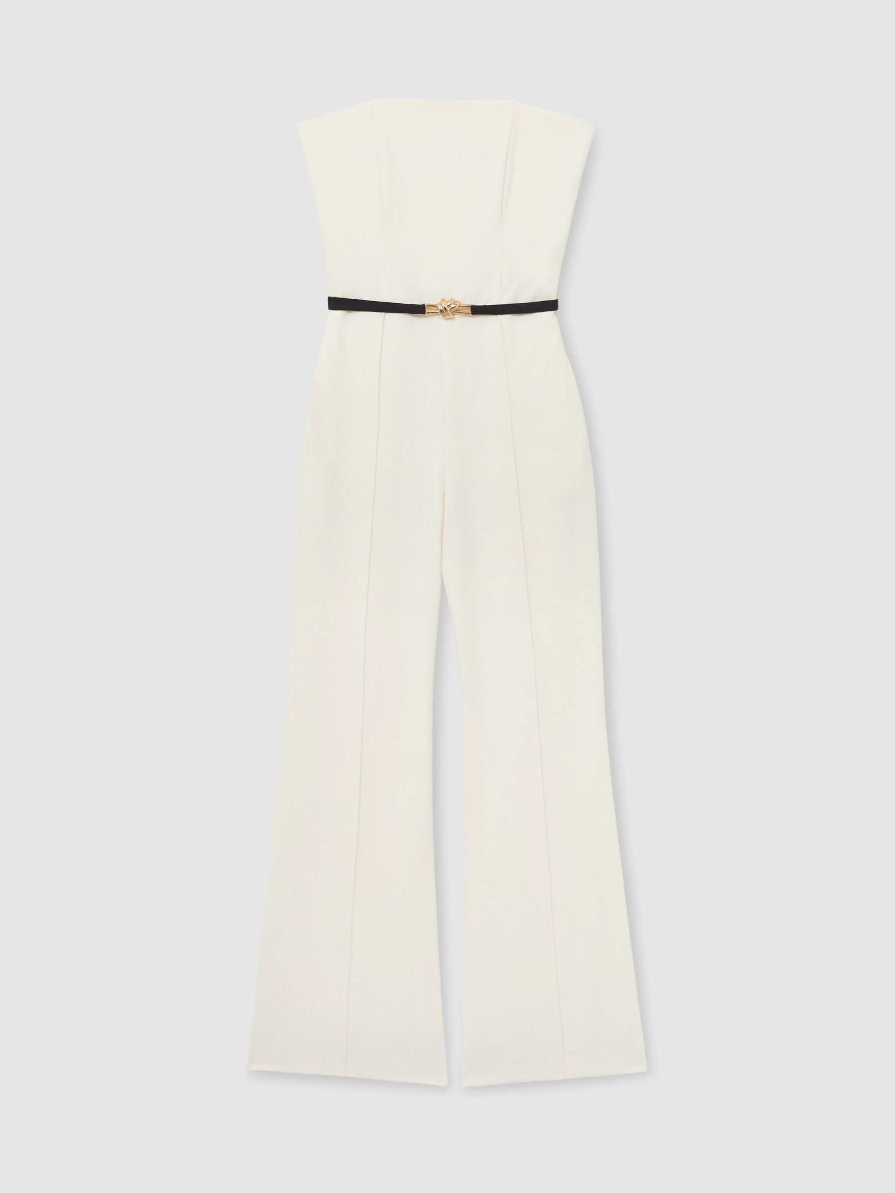 Strapless Belted Wide-Leg Jumpsuit in Ivory - Image 2 of 7