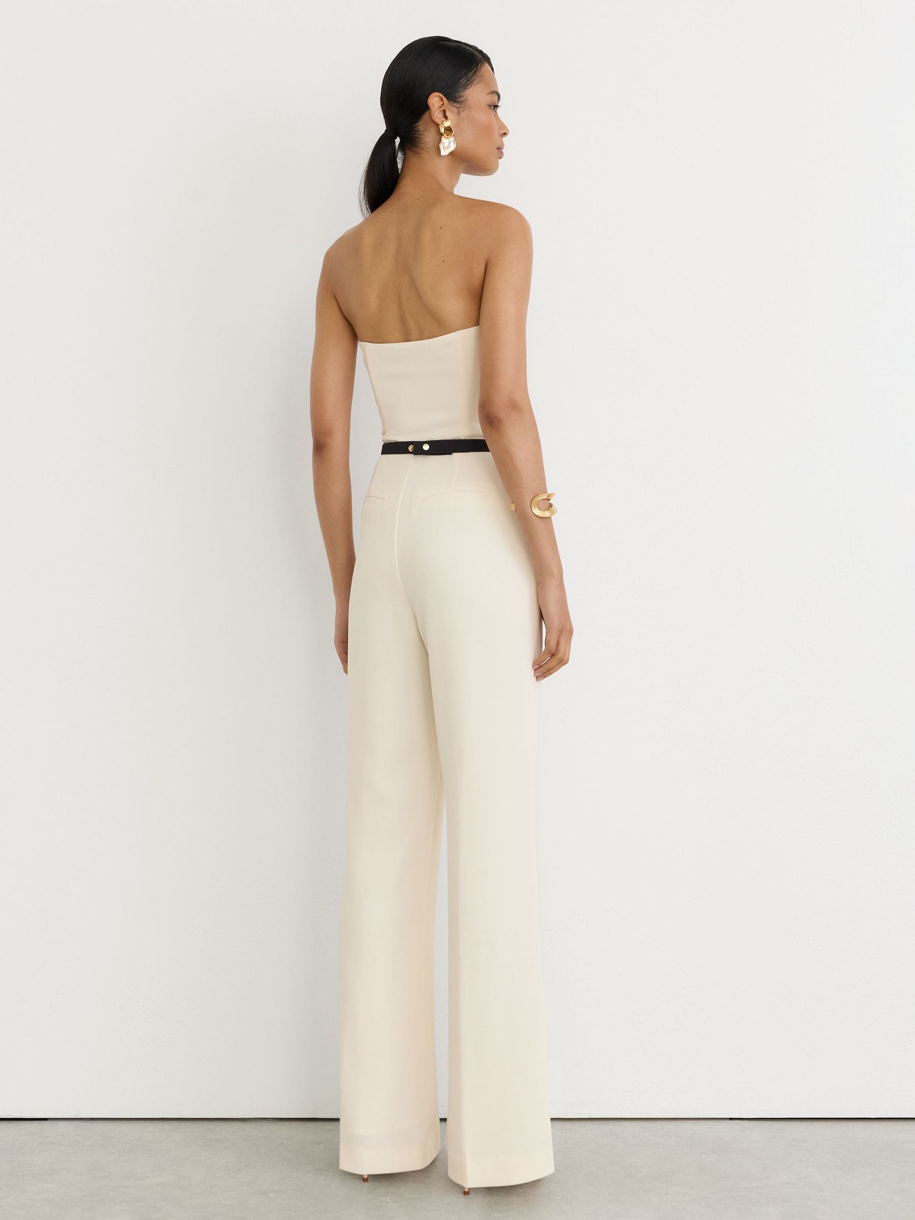 Strapless Belted Wide-Leg Jumpsuit in Ivory - Image 5 of 7
