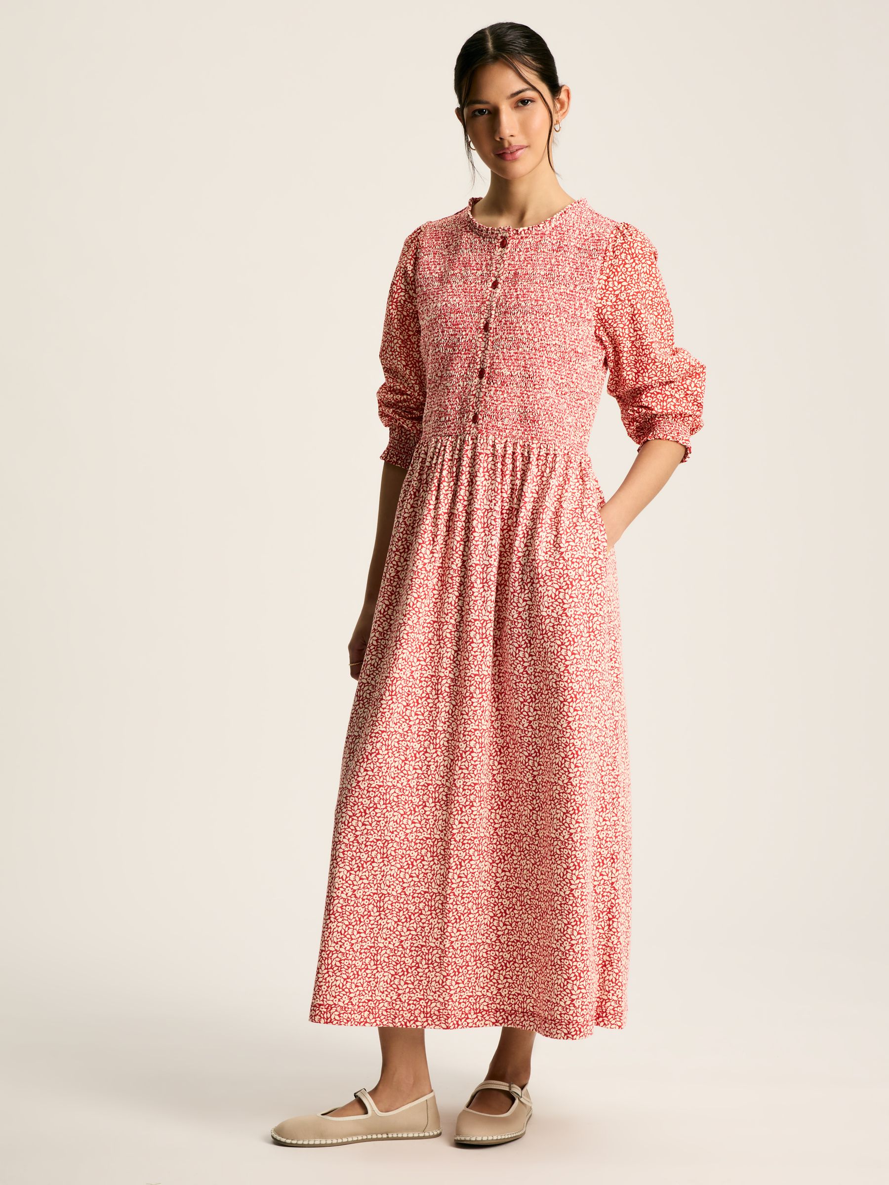 Gia Red Mixed Fabric Dress - Image 3 of 7