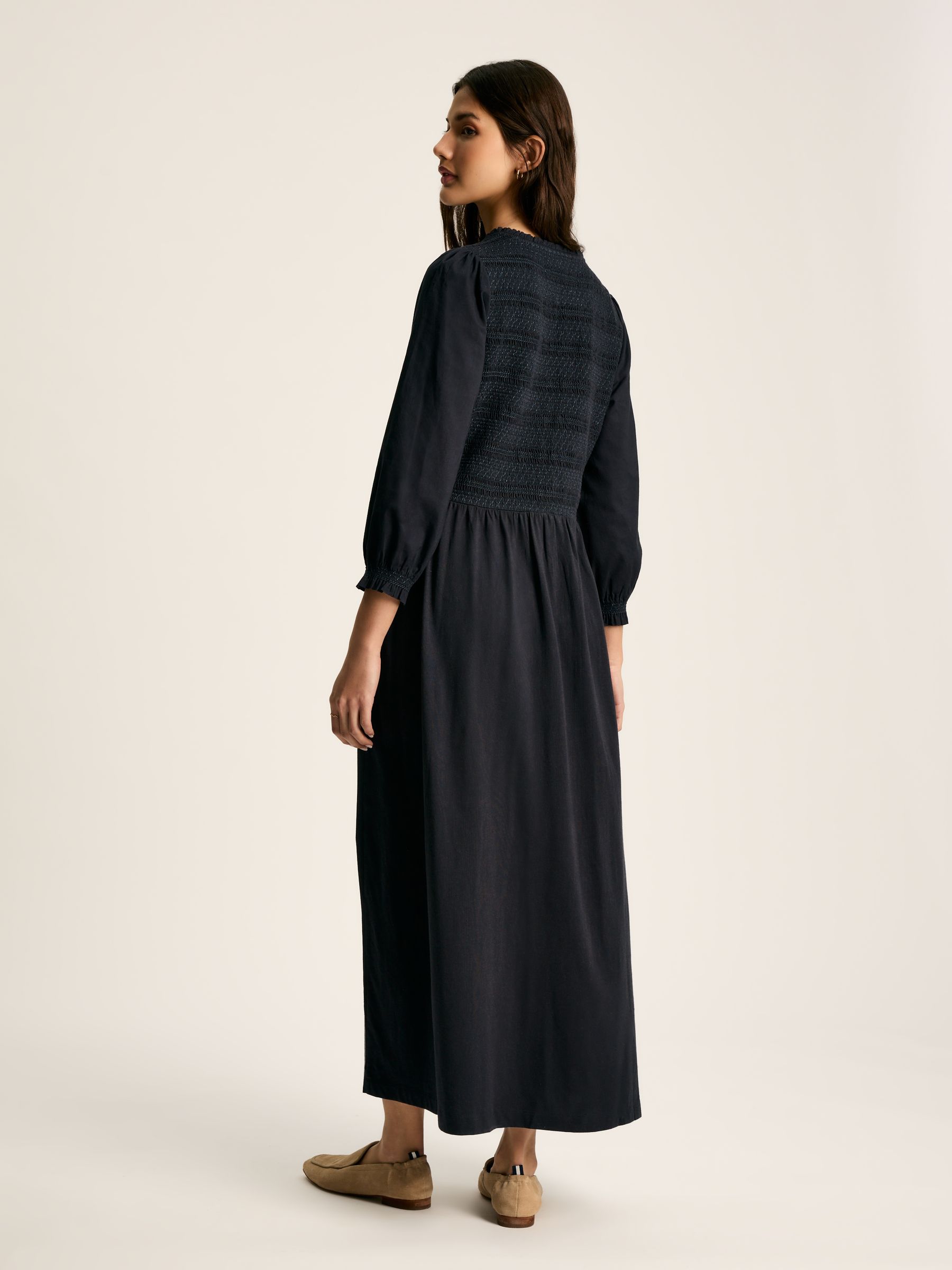 Gia Navy Blue Mixed Fabric Dress - Image 2 of 6
