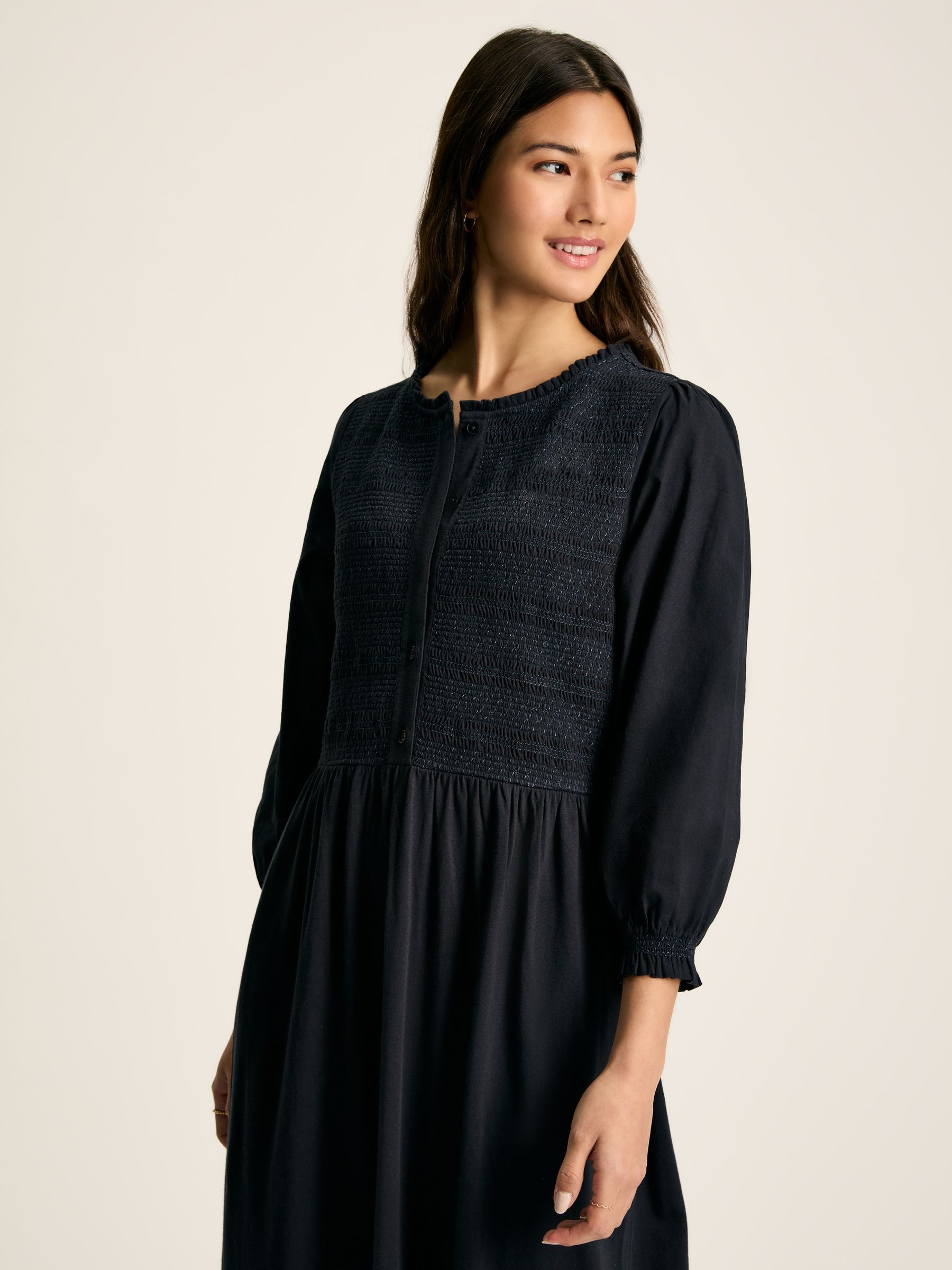Gia Navy Blue Mixed Fabric Dress - Image 3 of 6