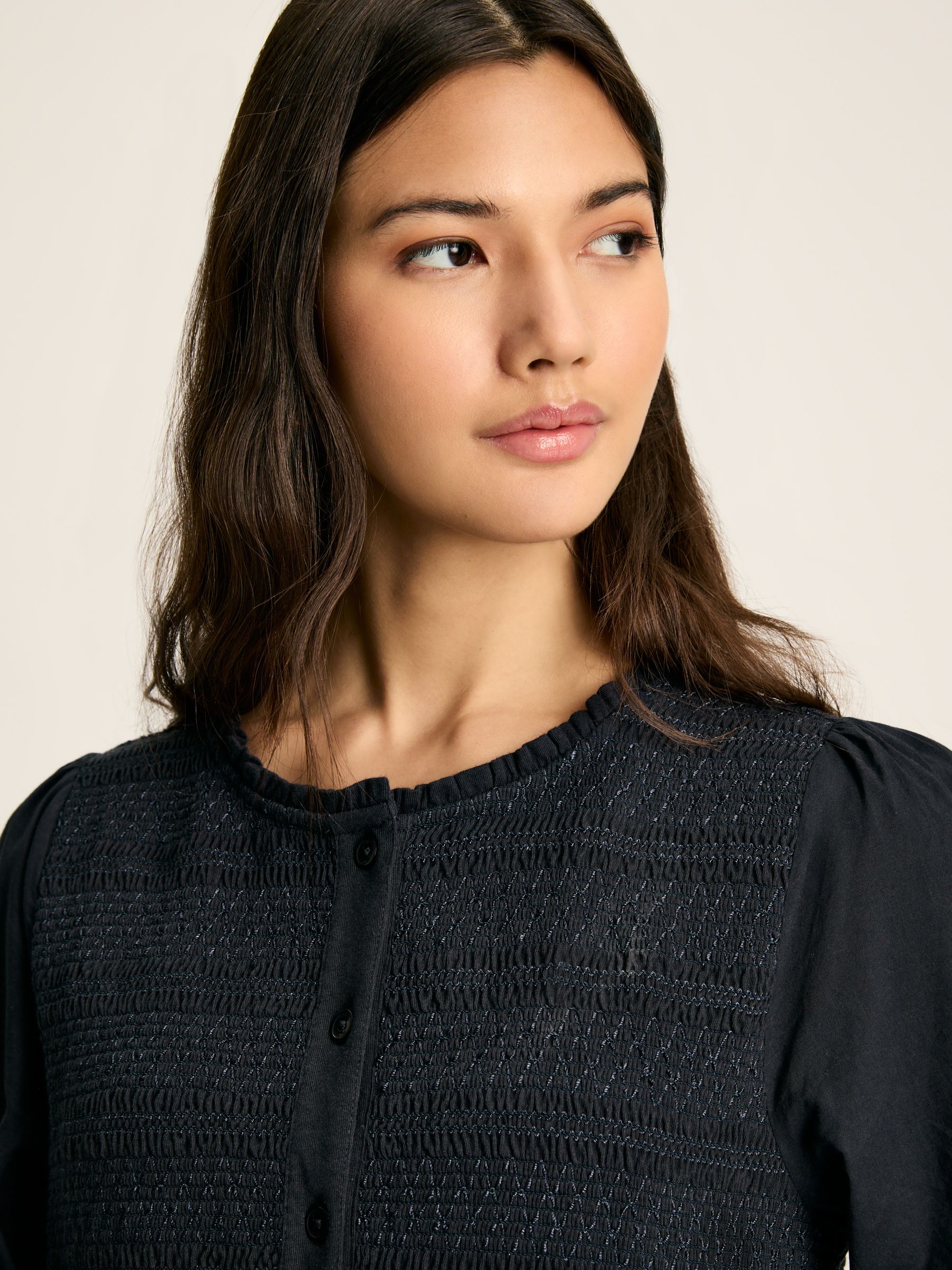 Gia Navy Blue Mixed Fabric Dress - Image 4 of 6