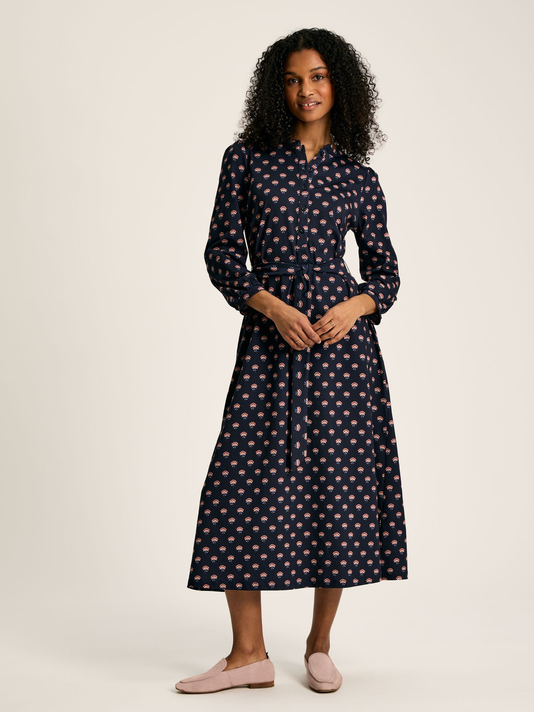 Scarlett Navy Blue Cotton Shirt Dress | Joules