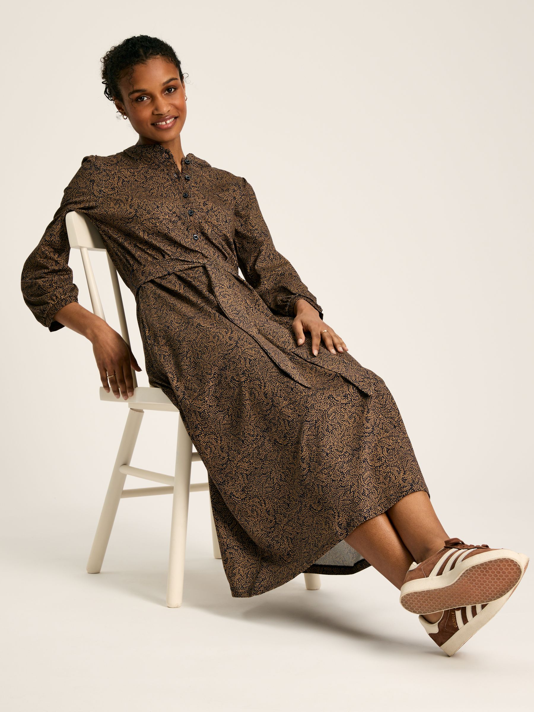 Scarlett Tan & Navy Cotton Shirt Dress - Image 3 of 7