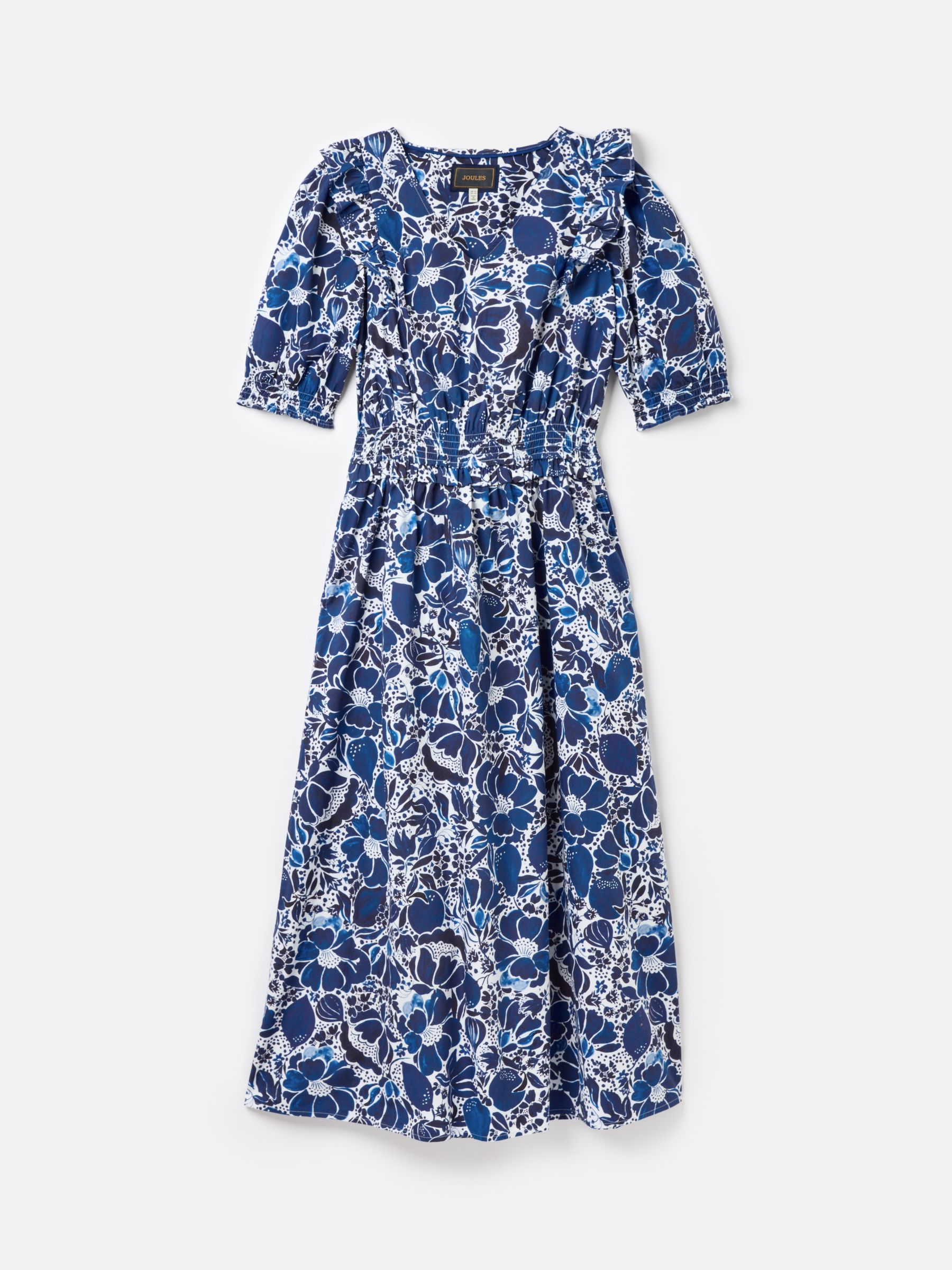 Rosalie Blue & White V-Neck Frill Dress - Image 7 of 7