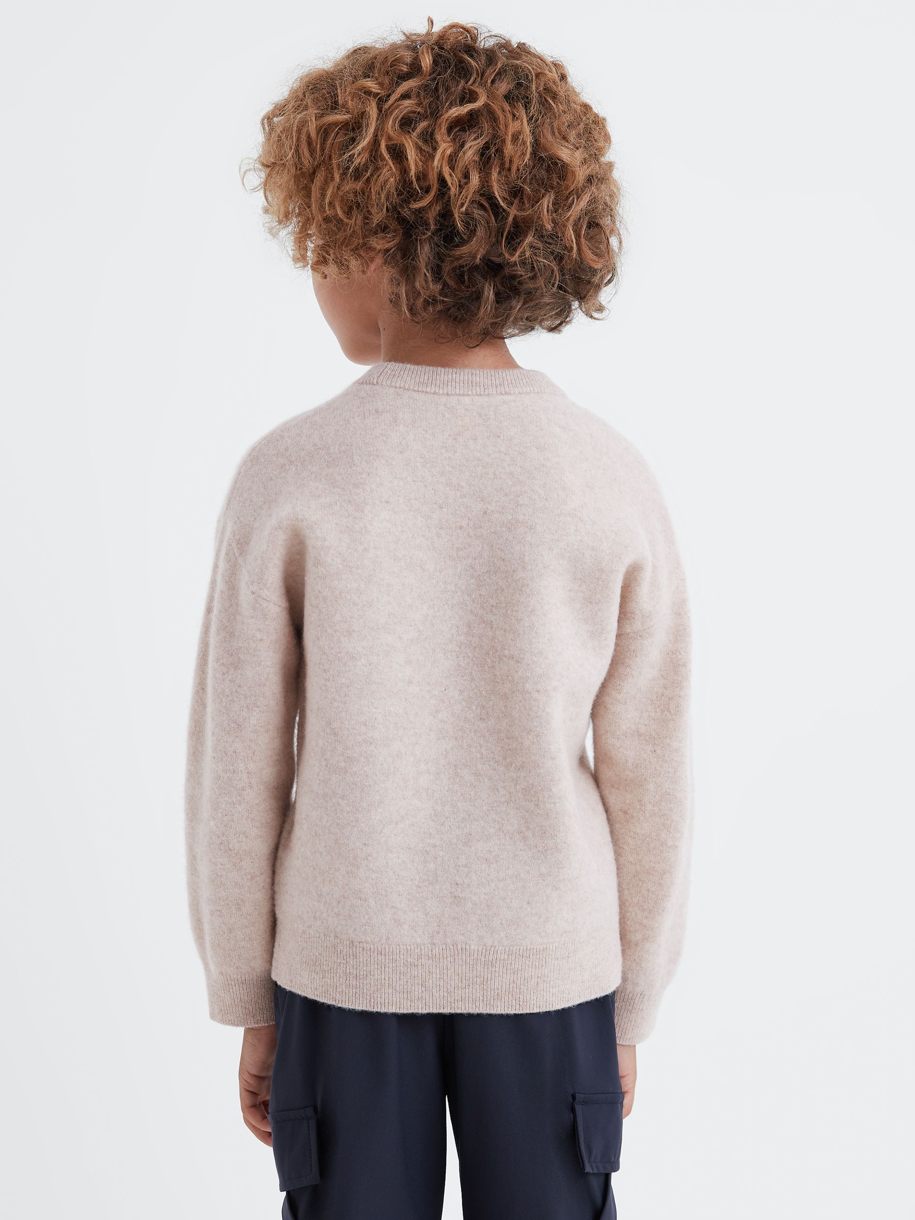Junior Merino Crew Neck Jumper in Oatmeal Melange - Image 5 of 6