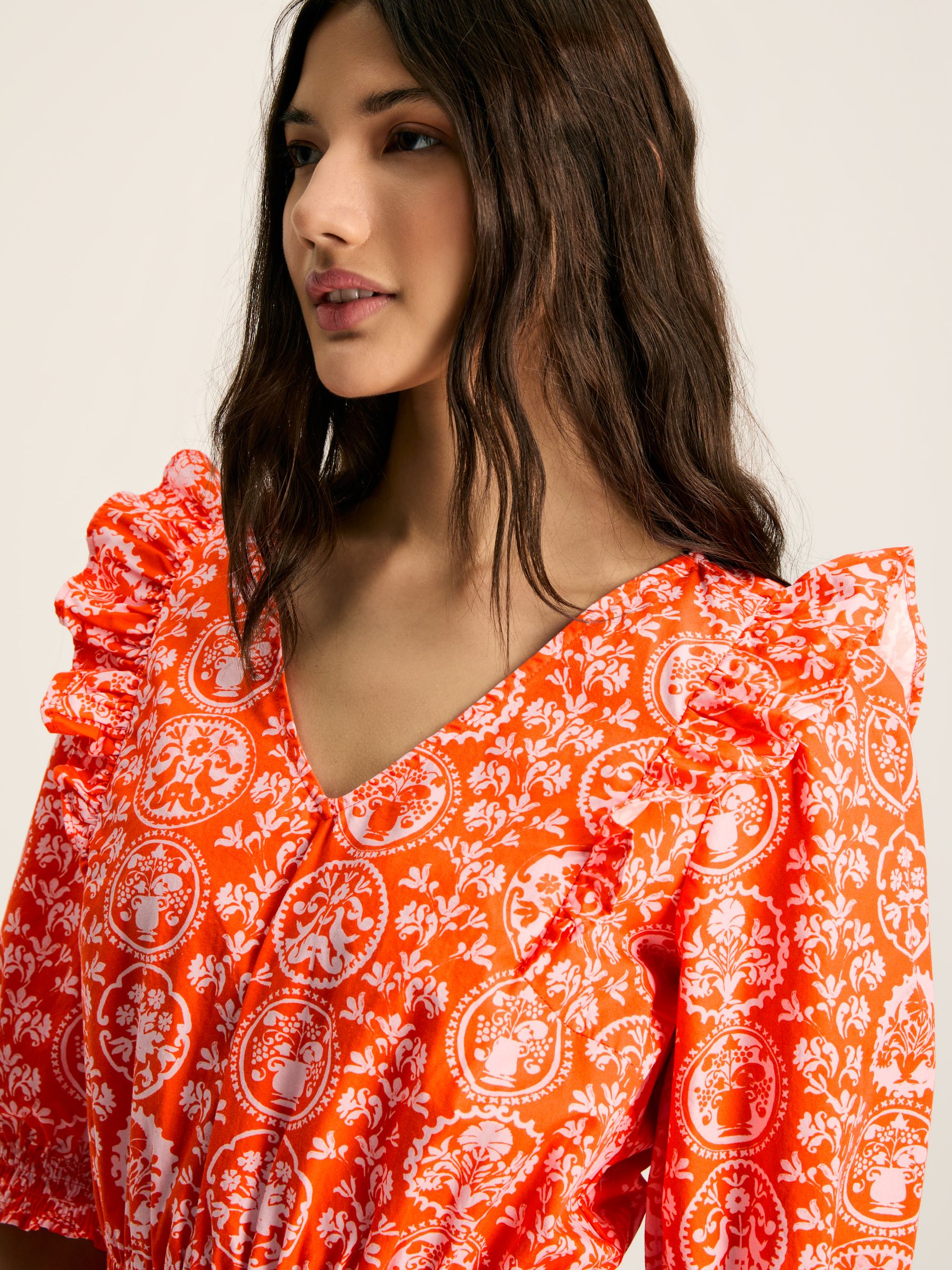 Rosalie Pink V-Neck Frill Dress - Image 4 of 6