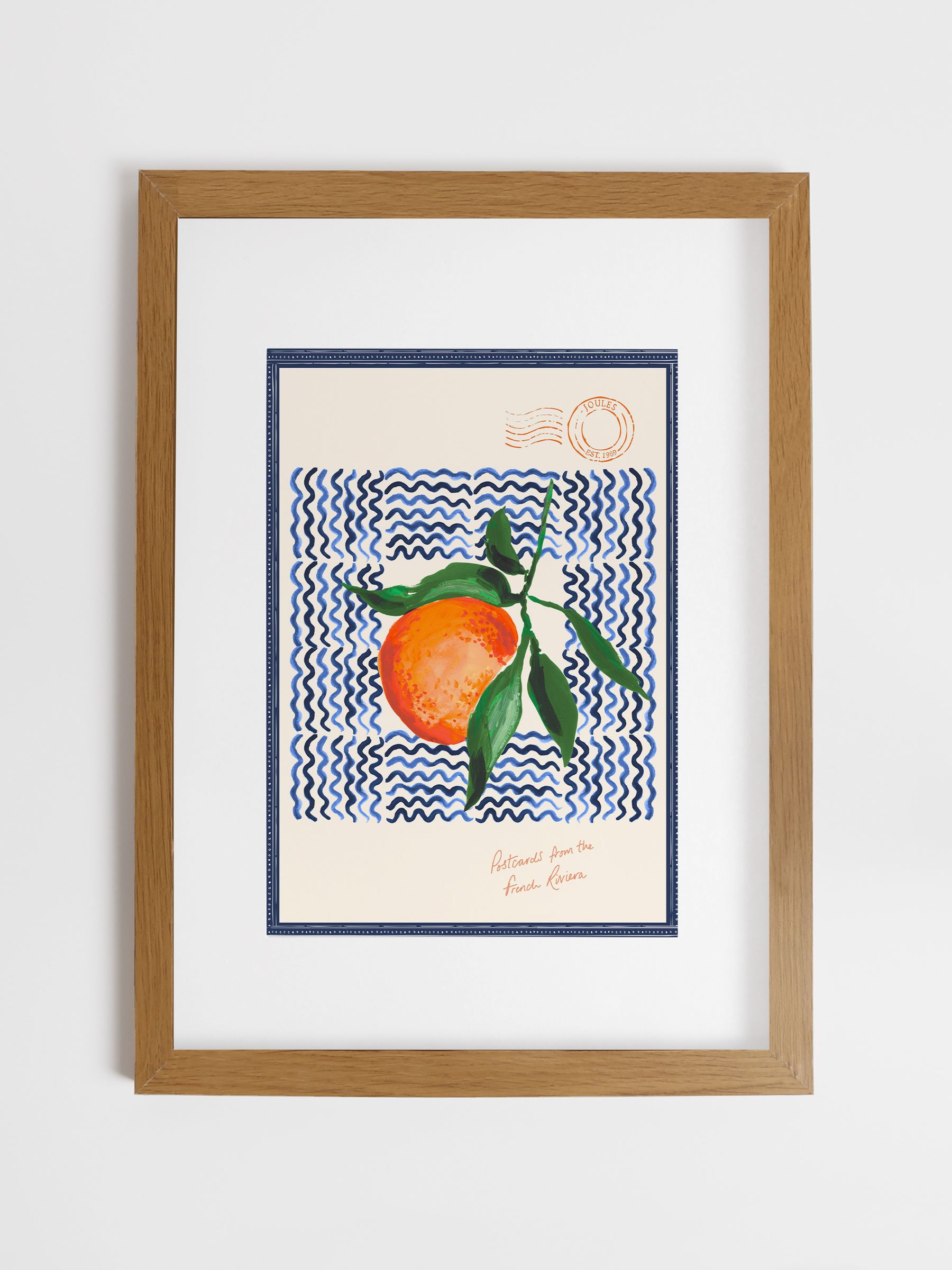 Blue Postcard French Riviera Wood Mounted Framed Print 53 x 73cm Art - Image 1 of 4 Blue Postcard French Riviera Wood Mounted Framed Print 53 x 73cm Art - Image 1 of 4