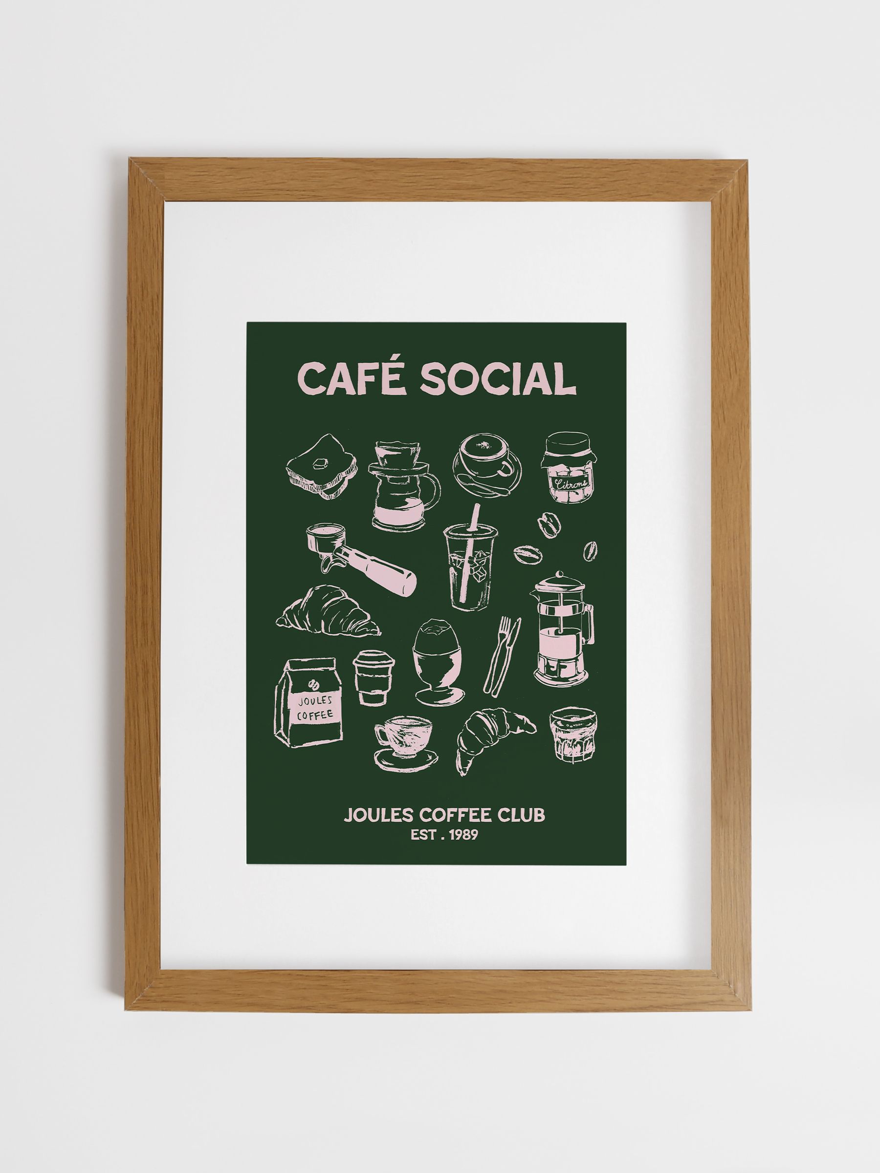 Green 89 Breakfast Club Wood Mounted Framed Print Wall 53 x 73cm Art ...