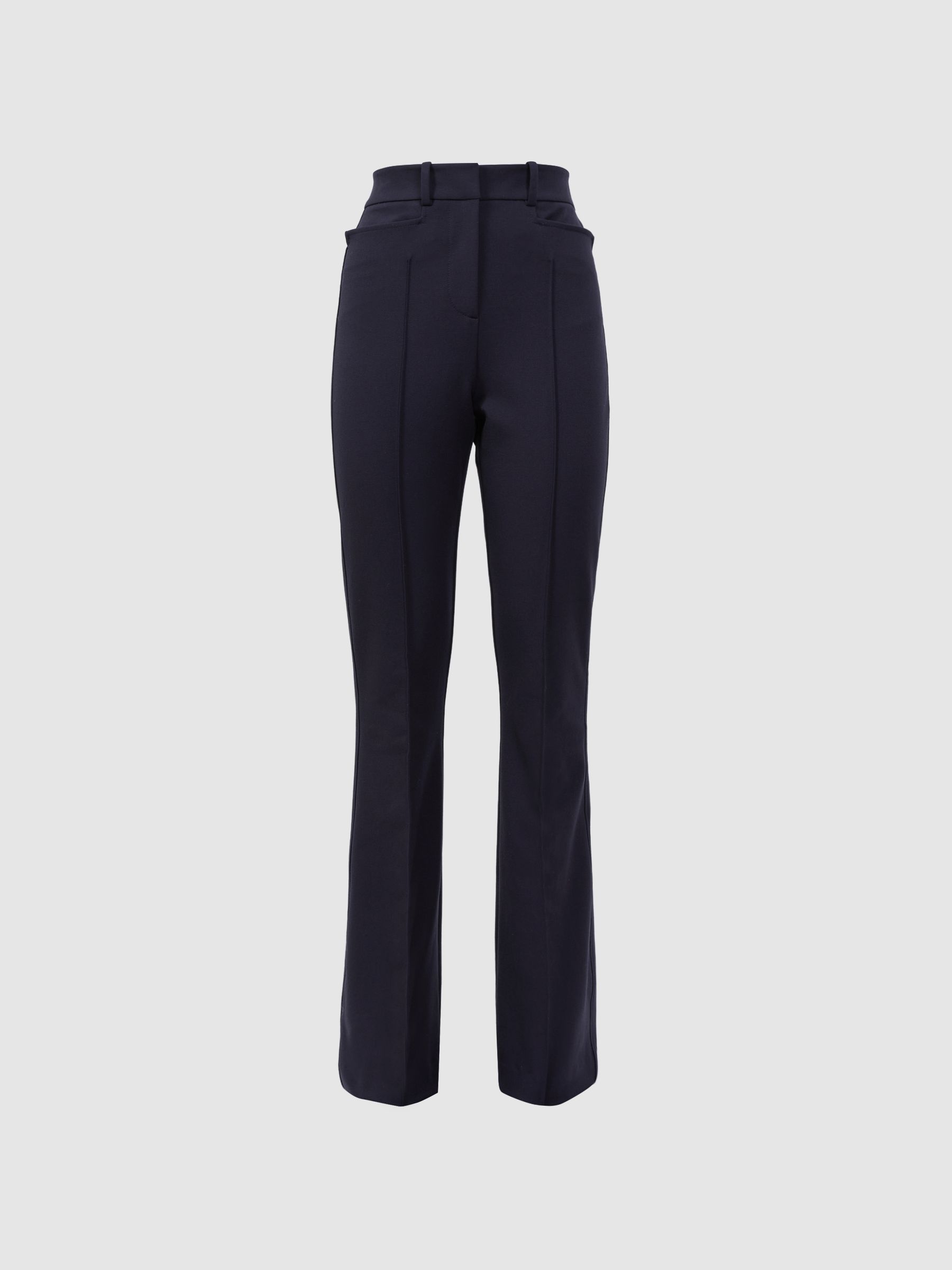 Flared High Rise Trousers in Navy - Image 2 of 9