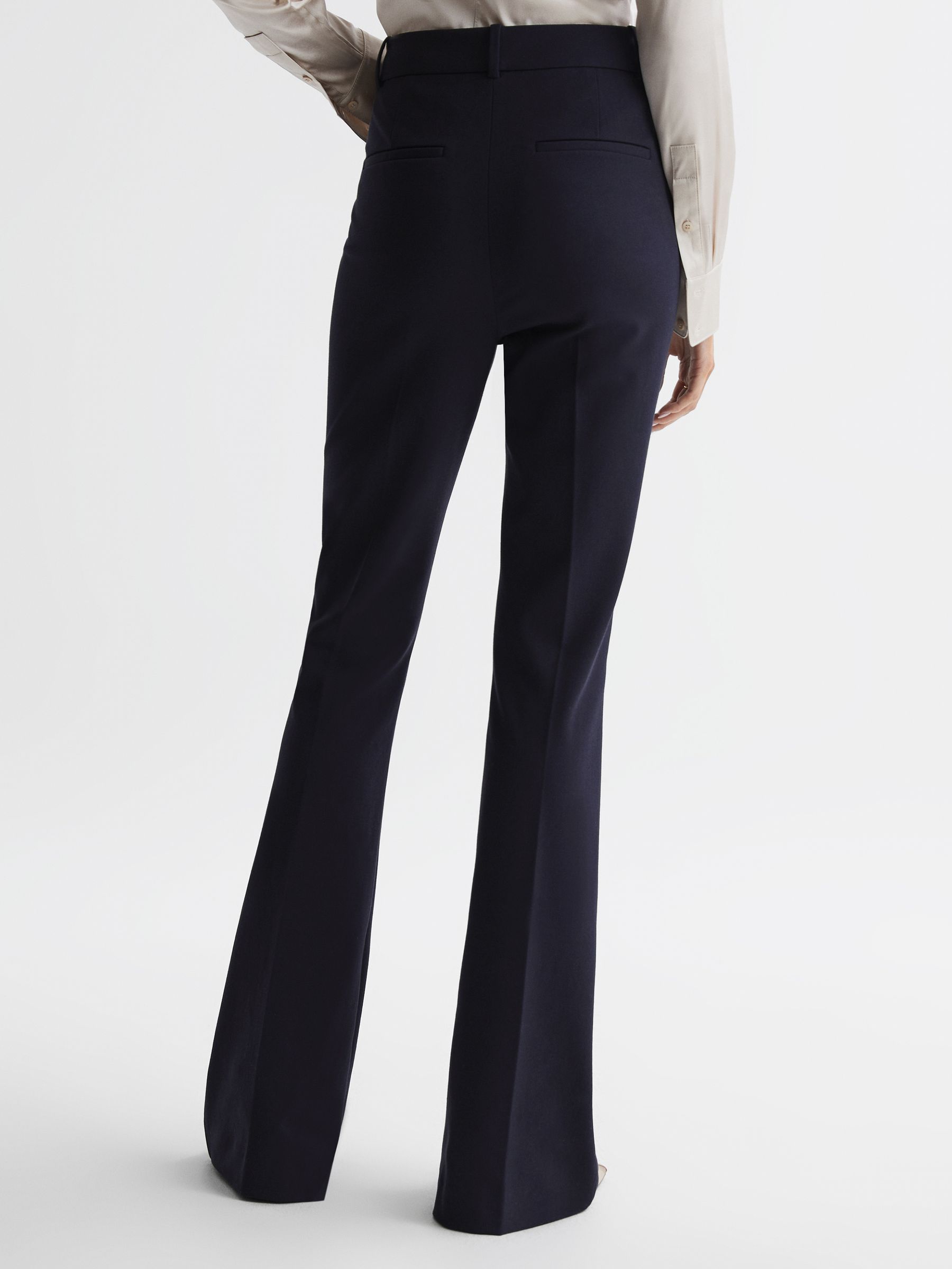 Flared High Rise Trousers in Navy - Image 4 of 9