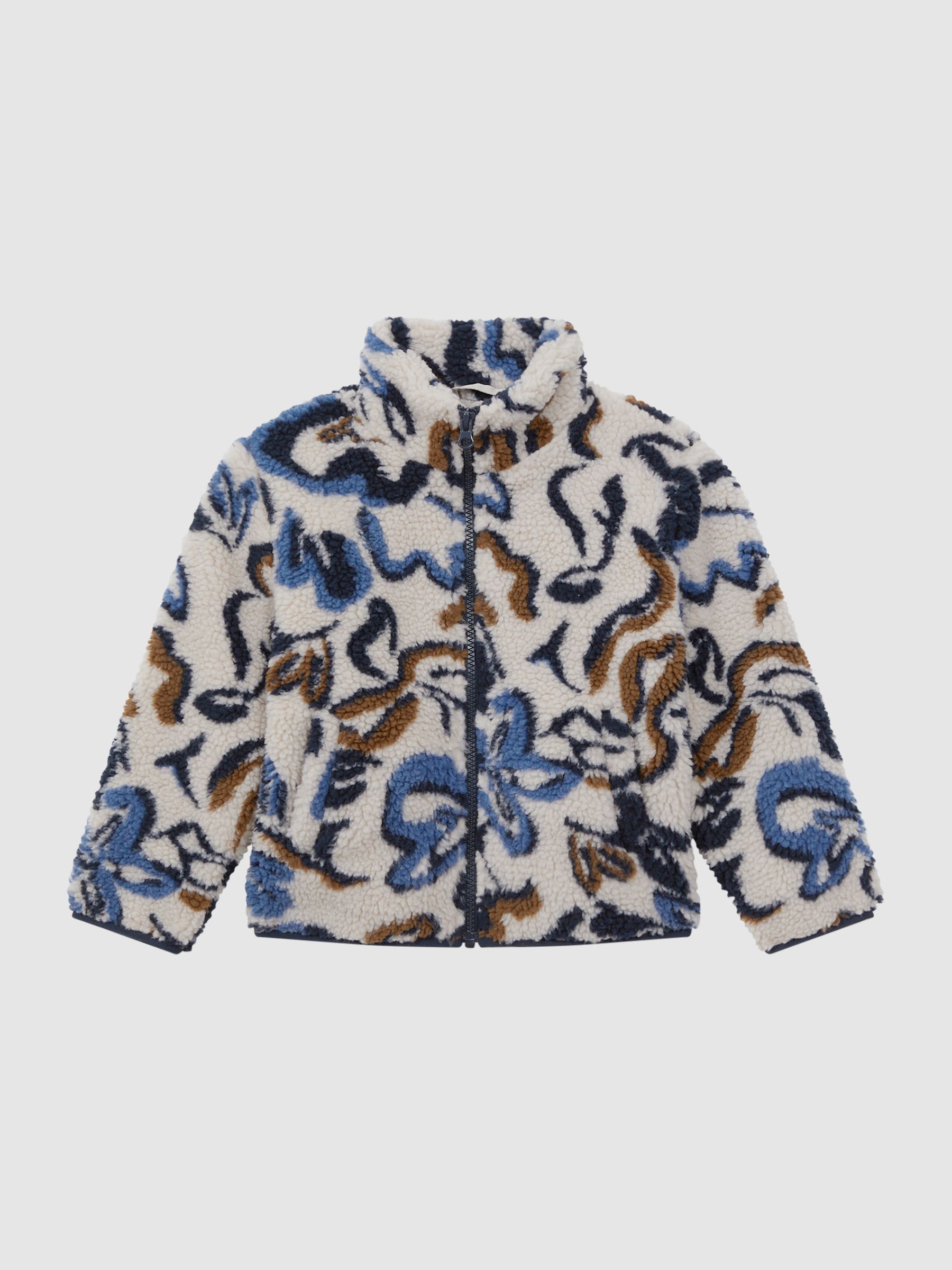 3-9 yrs Relaxed Sherpa Zip-Through Jacket in Ecru Multi - Image 2 of 6