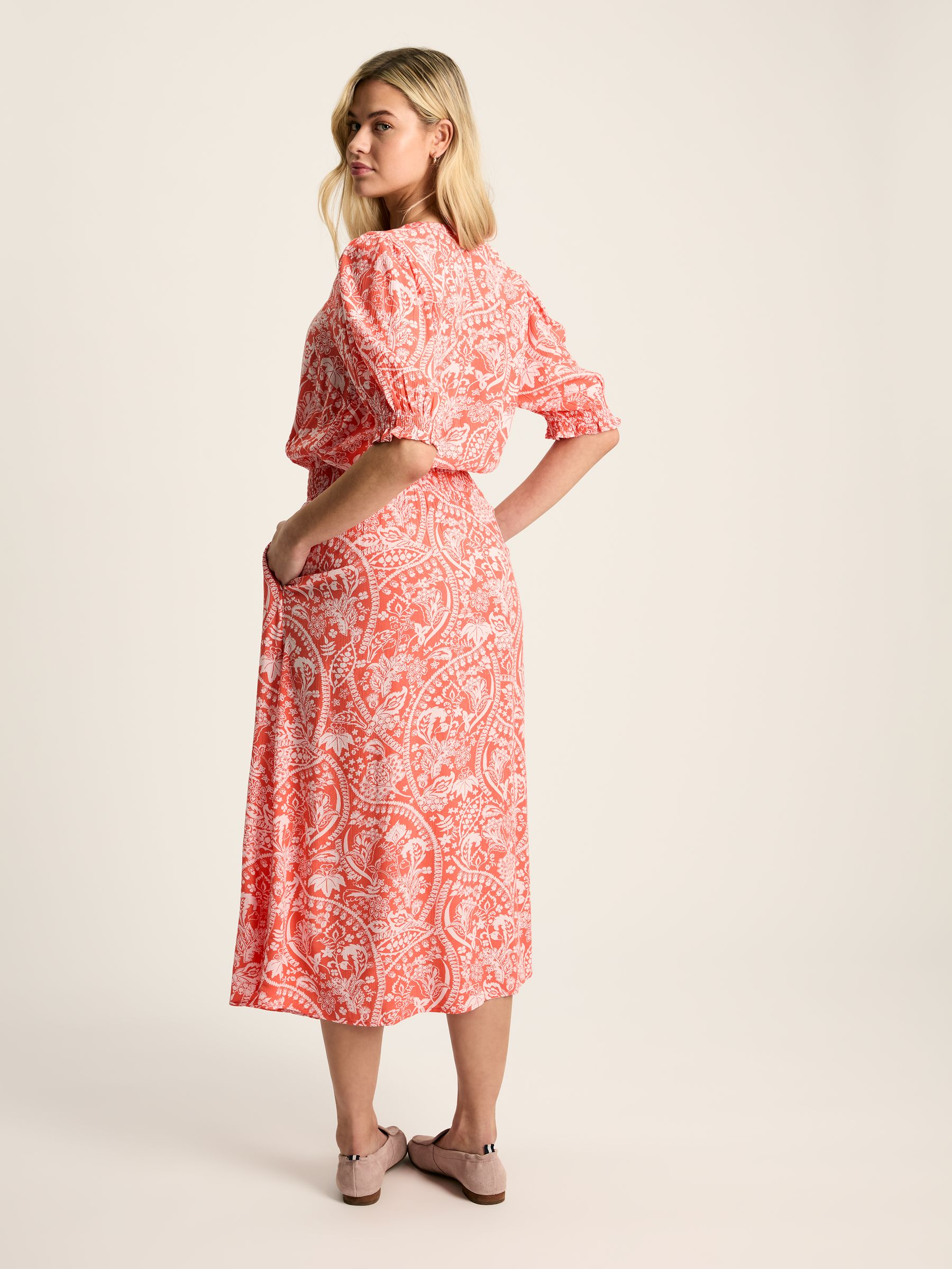 Laurie Red Viscose Midi Dress - Image 2 of 6