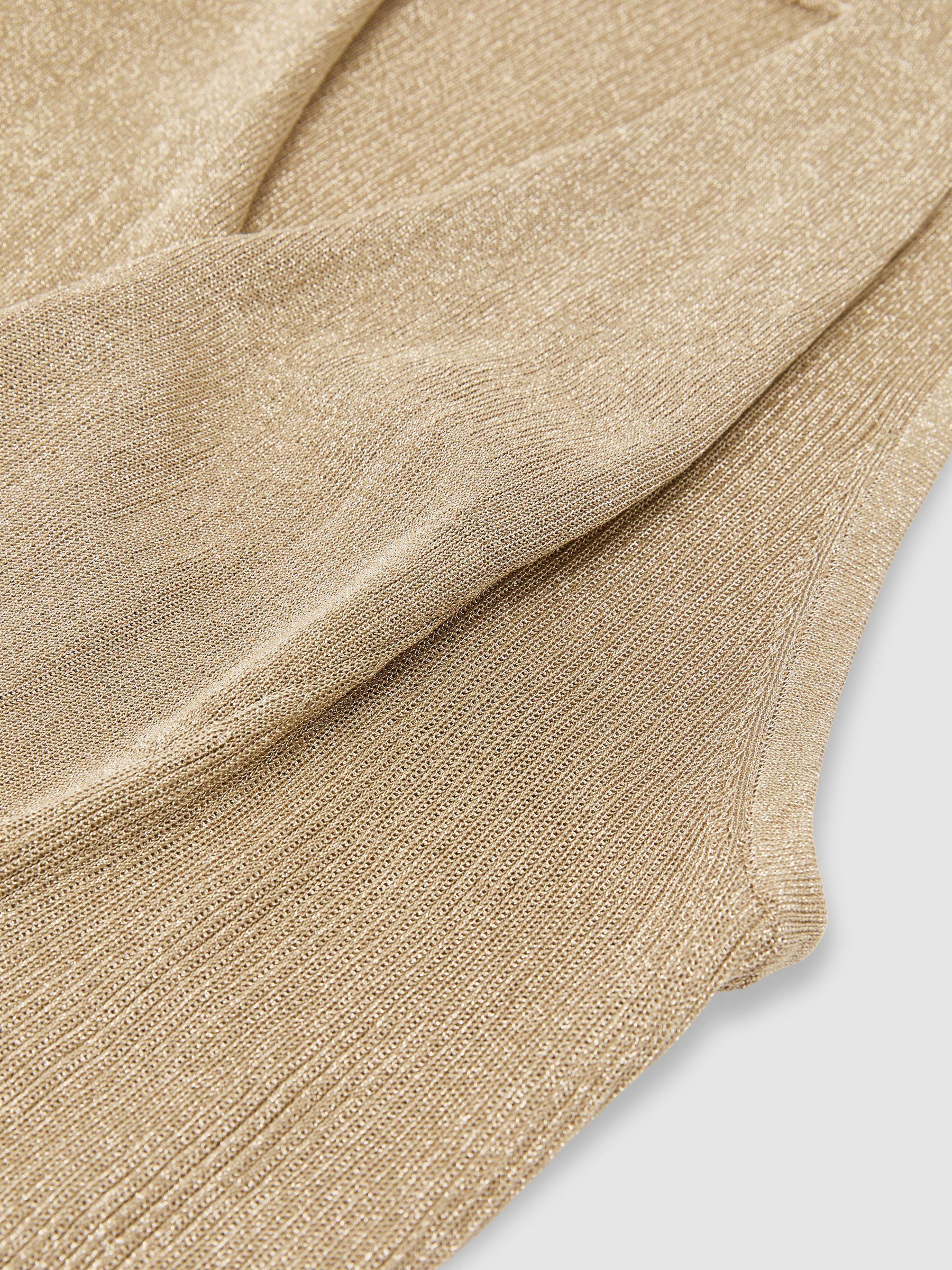 Metallic-Knit Cowl-Neck Sleeveless Top in Gold - Image 6 of 6