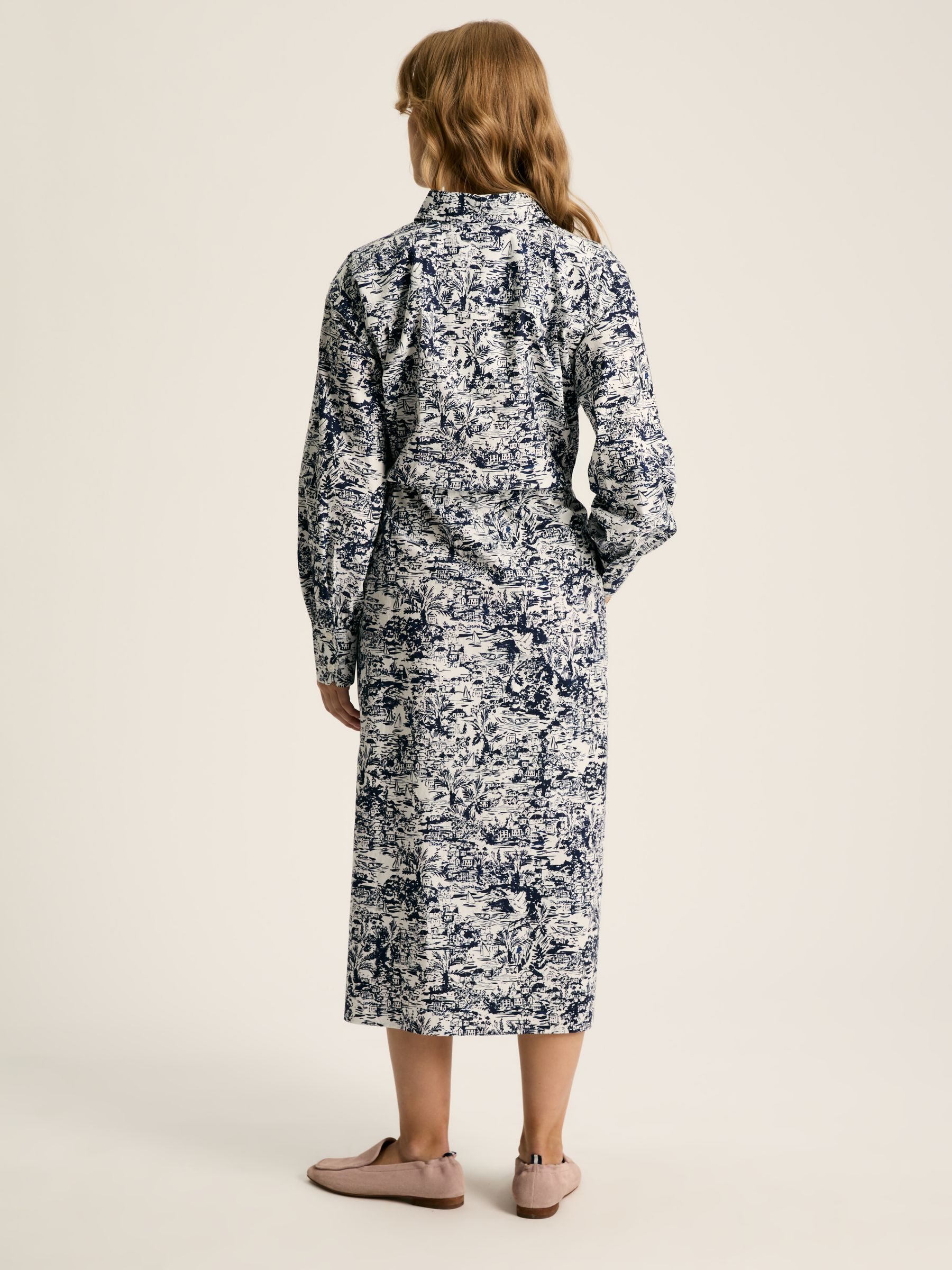 Francesca Blue/White Tie Waist Shirt Dress - Image 2 of 7