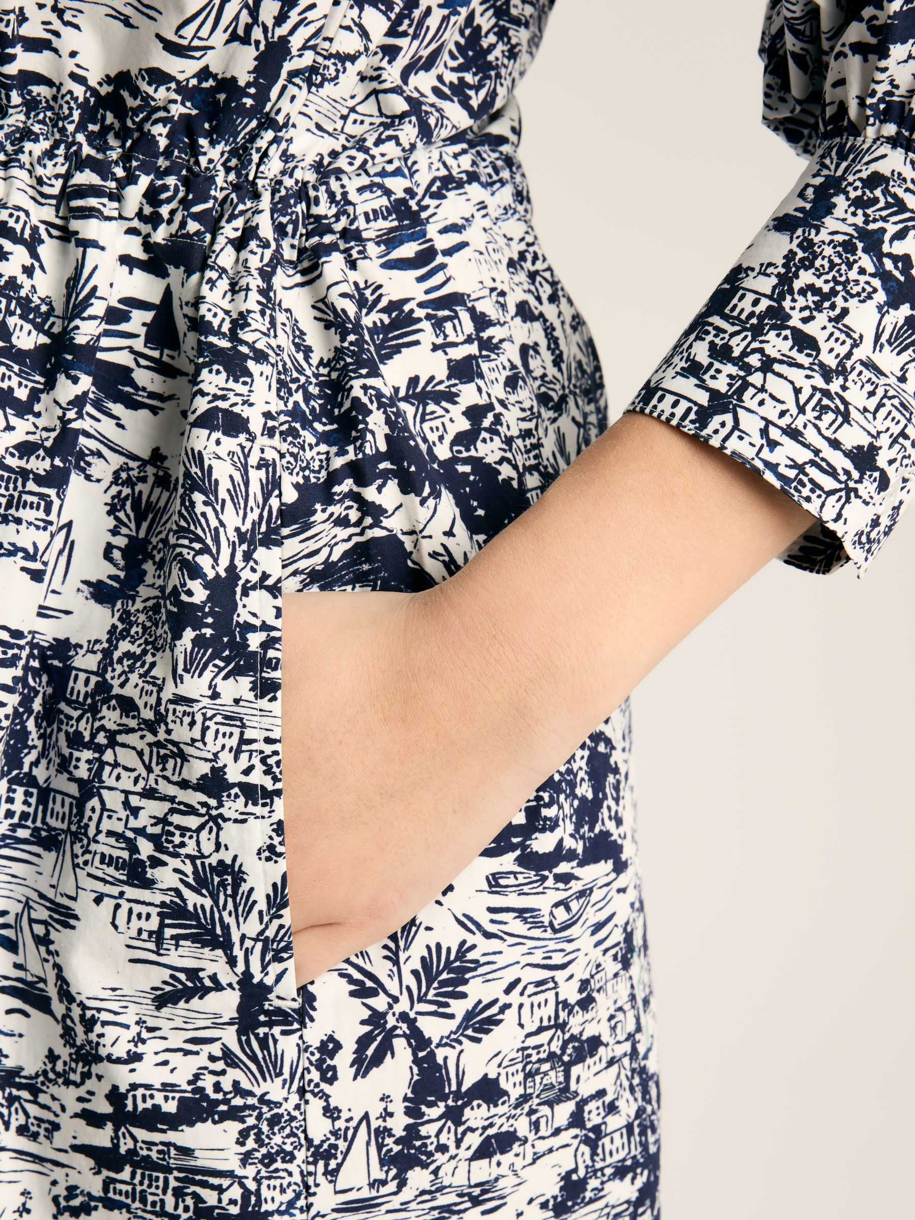 Francesca Blue/White Tie Waist Shirt Dress - Image 4 of 7