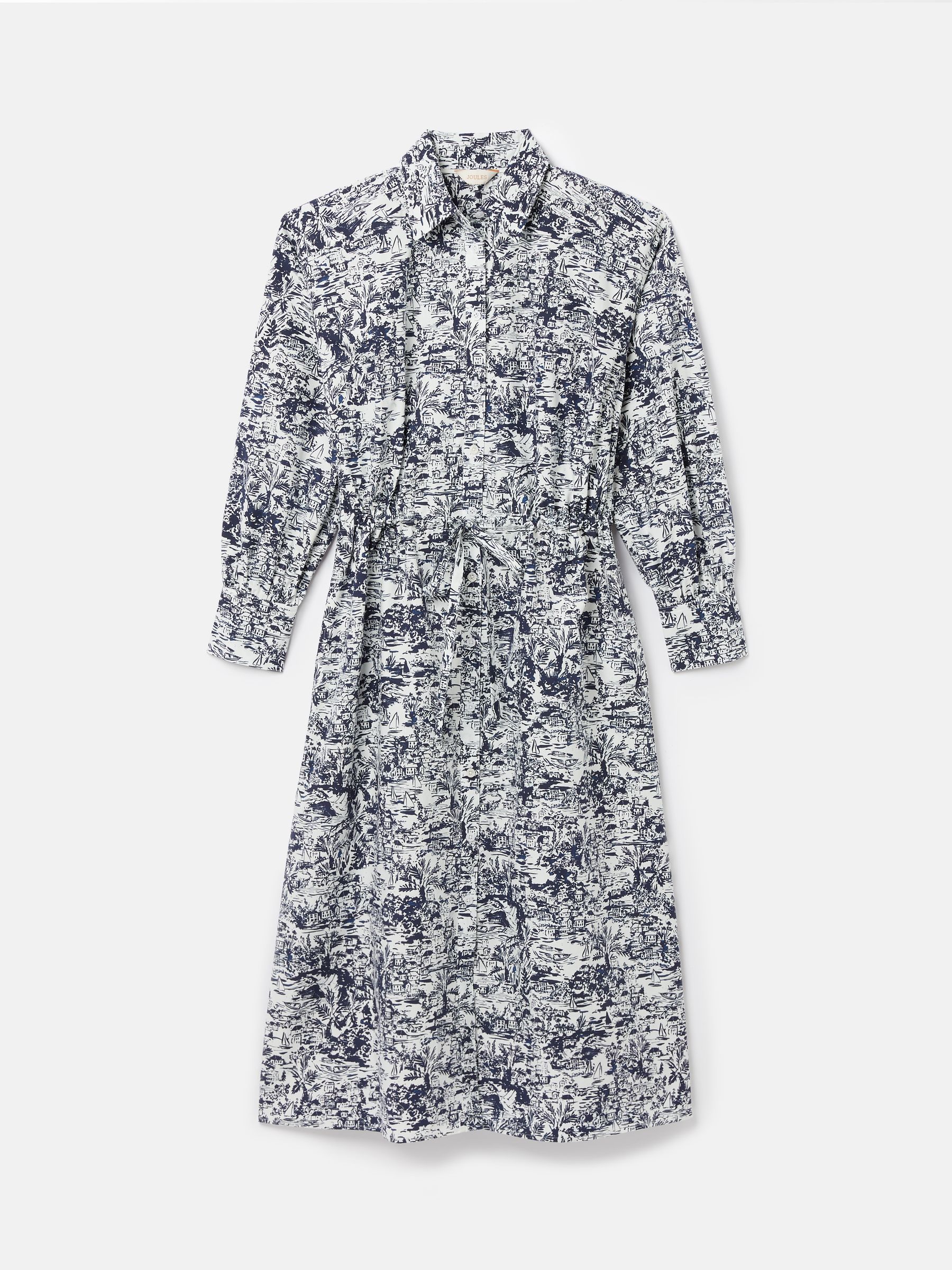 Francesca Blue/White Tie Waist Shirt Dress - Image 7 of 7