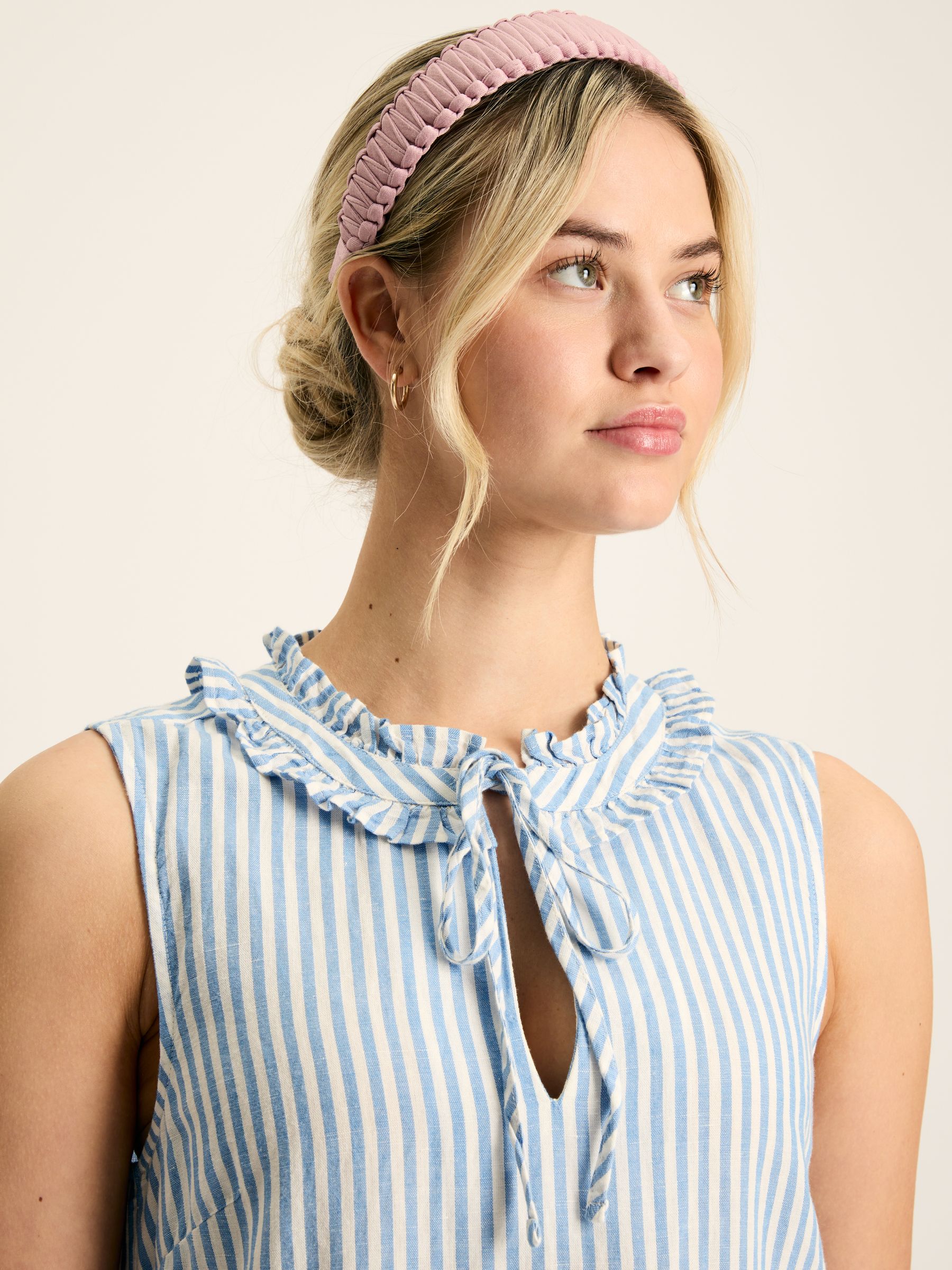 Ophelia Blue & White Sleeveless Tiered Dress - Image 4 of 6