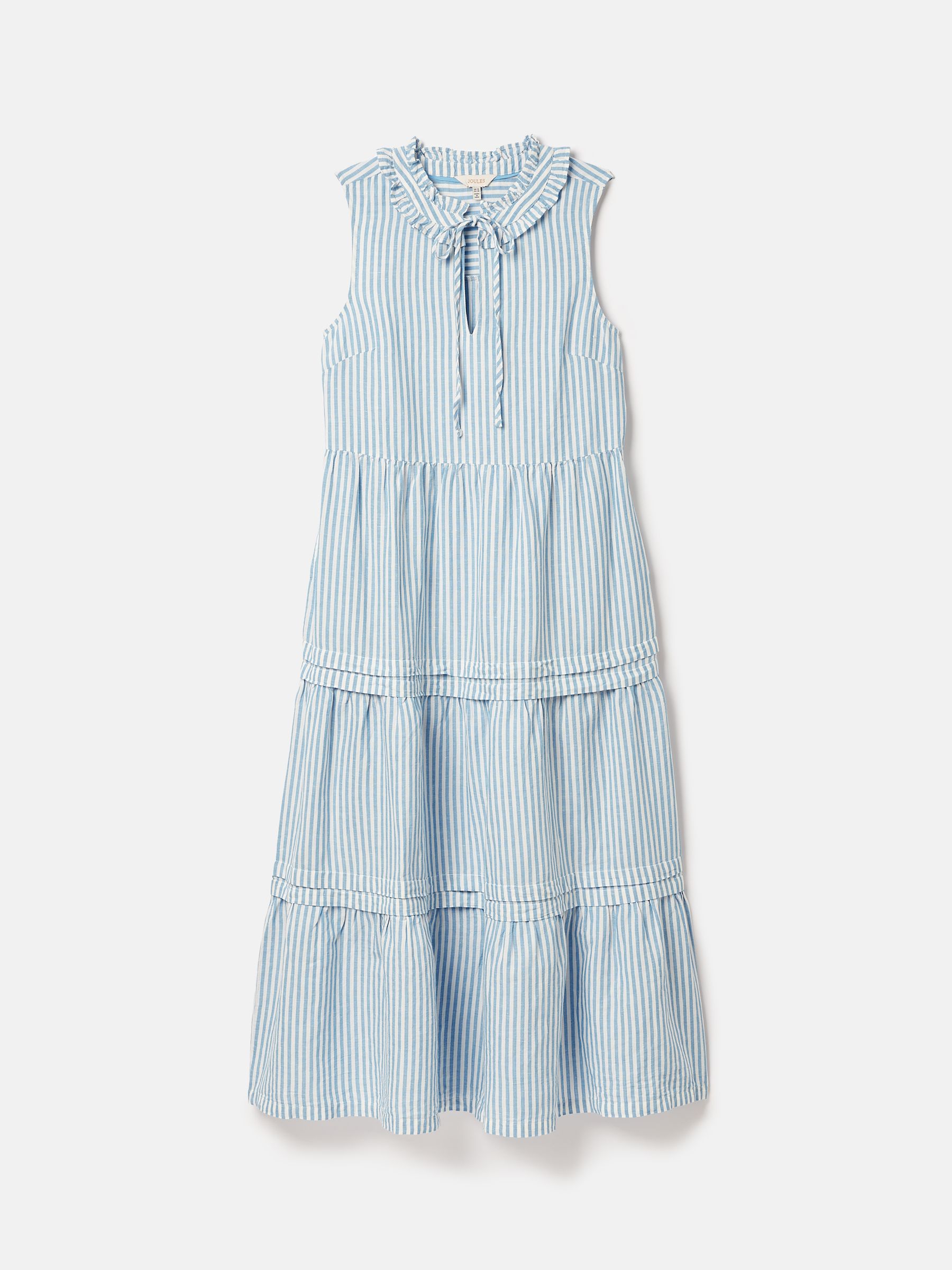 Ophelia Blue & White Sleeveless Tiered Dress - Image 6 of 6