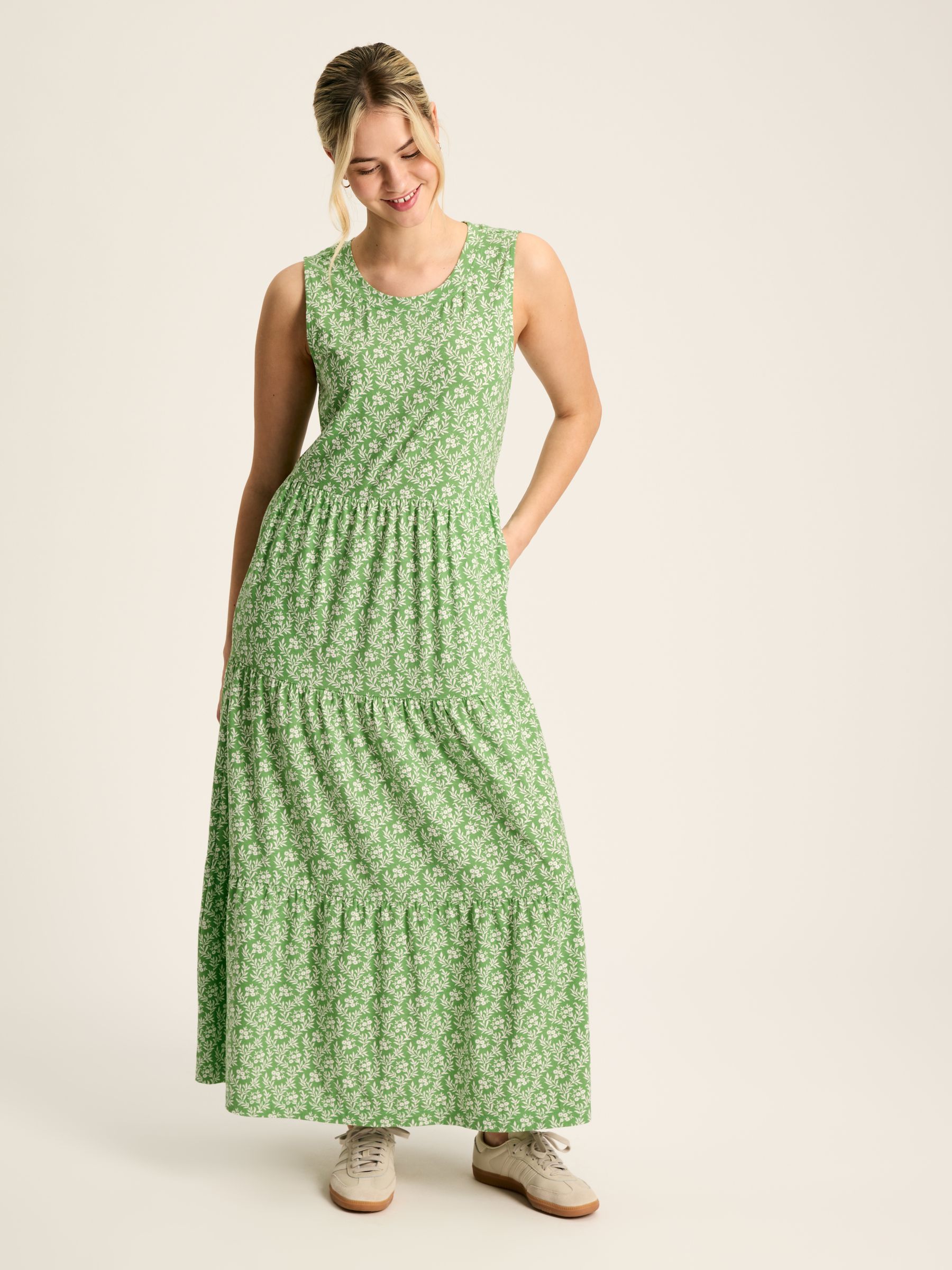 Jayne Green Jersey Tiered Dress - Image 1 of 7
