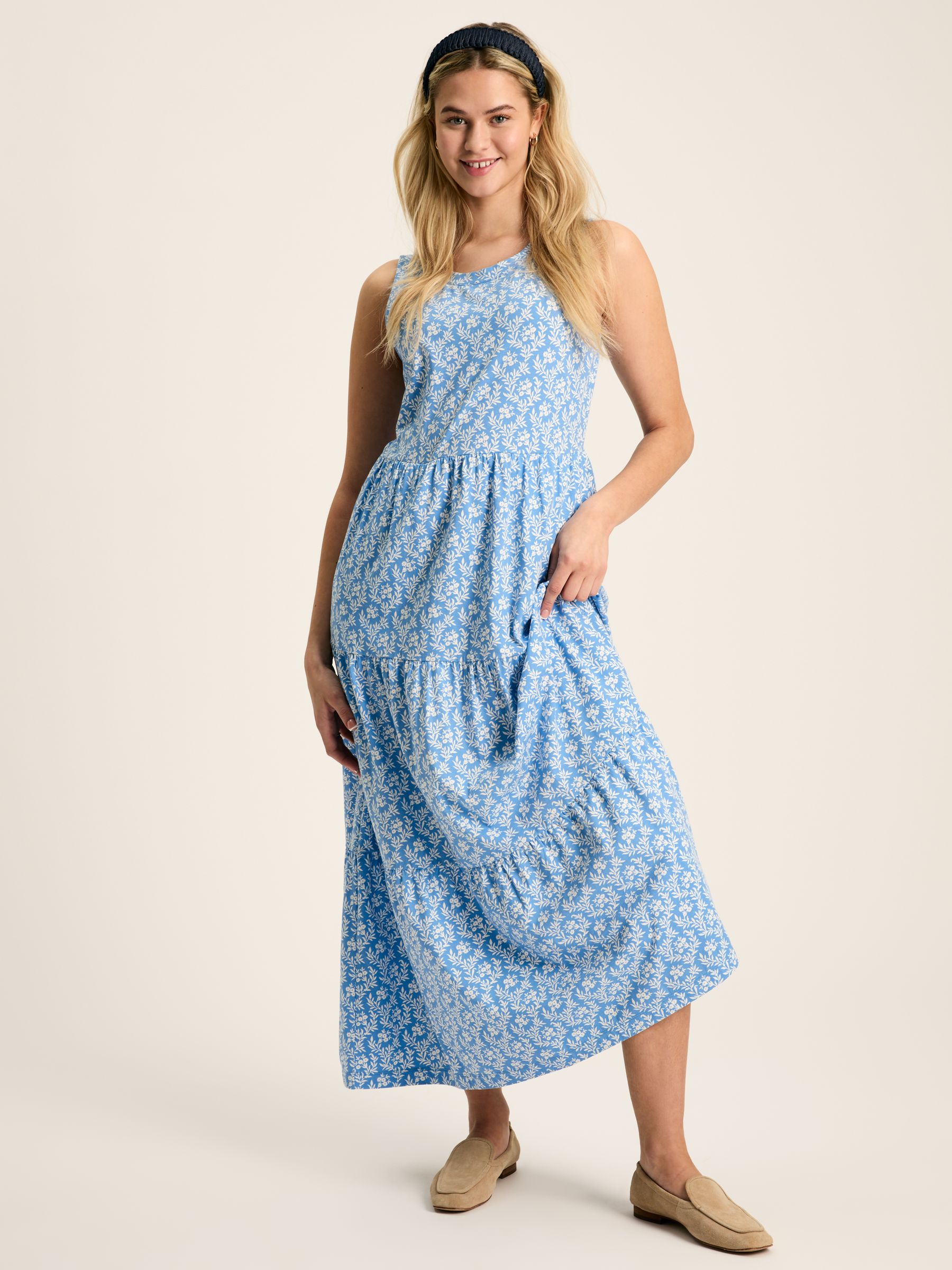 Jayne Blue Jersey Tiered Dress - Image 3 of 7
