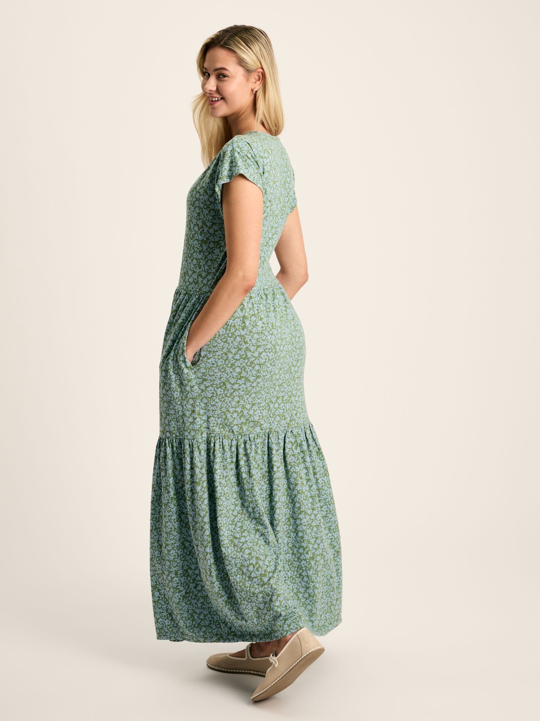 Ariana Green Jersey Tiered Dress - Image 2 of 7