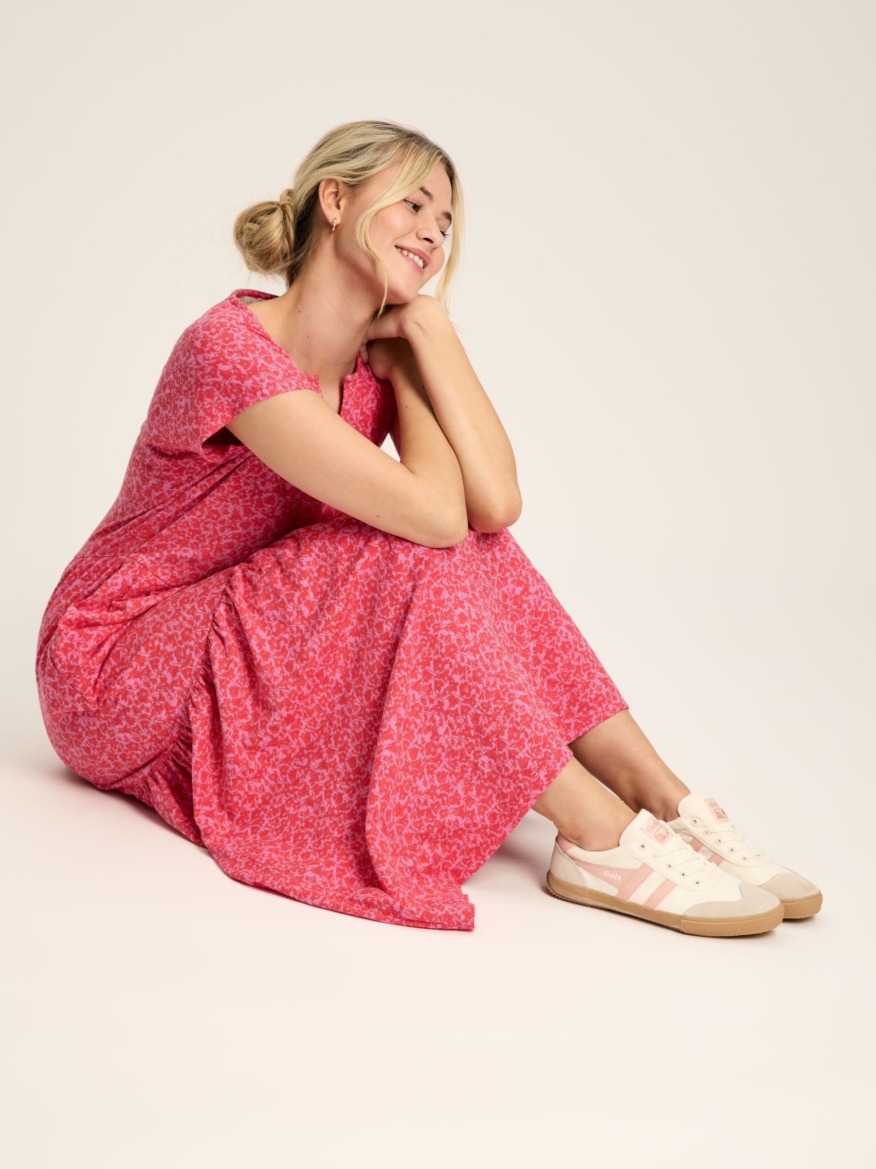 Ariana Pink Jersey Tiered Dress - Image 3 of 7