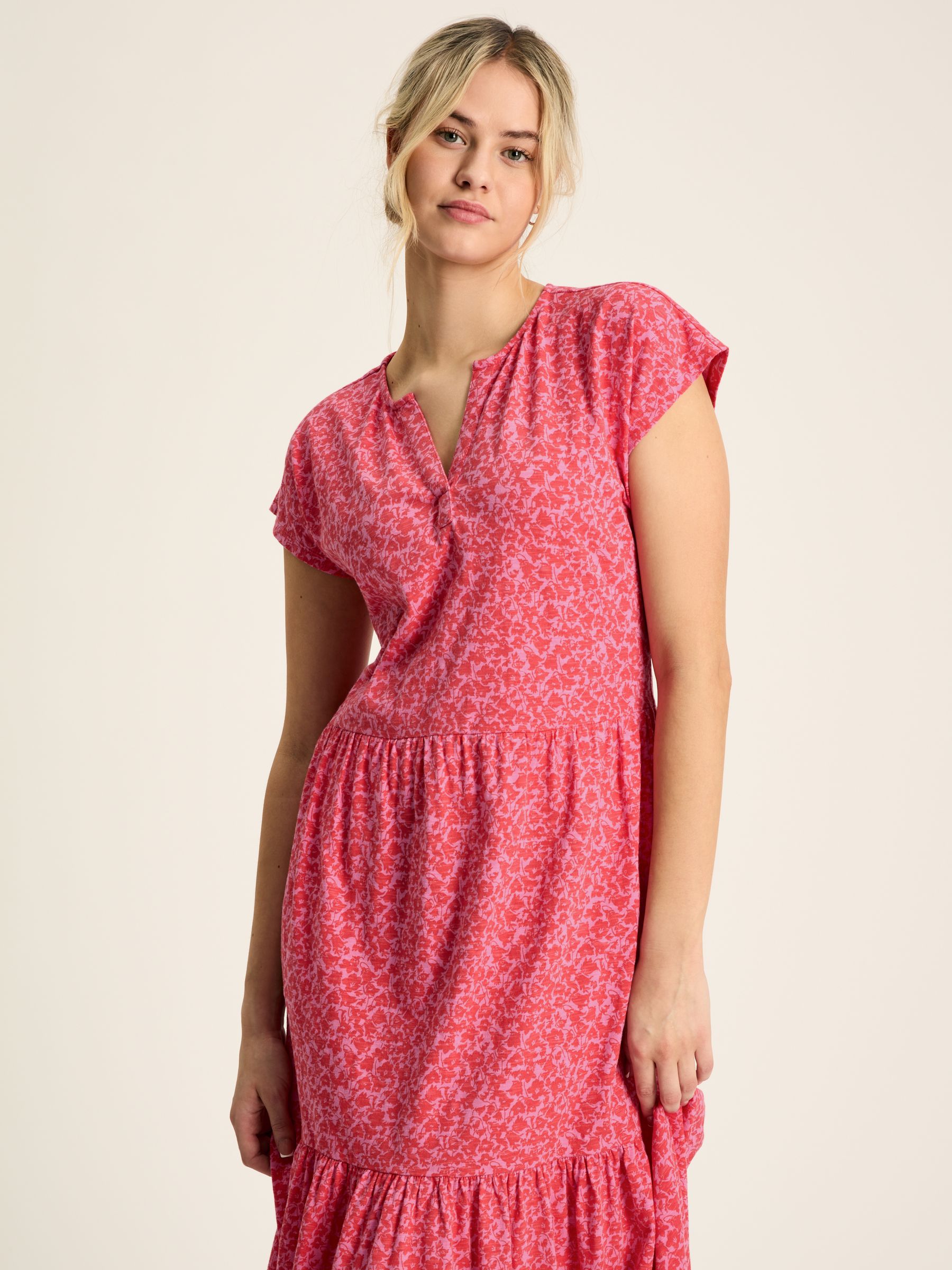 Ariana Pink Jersey Tiered Dress - Image 4 of 7