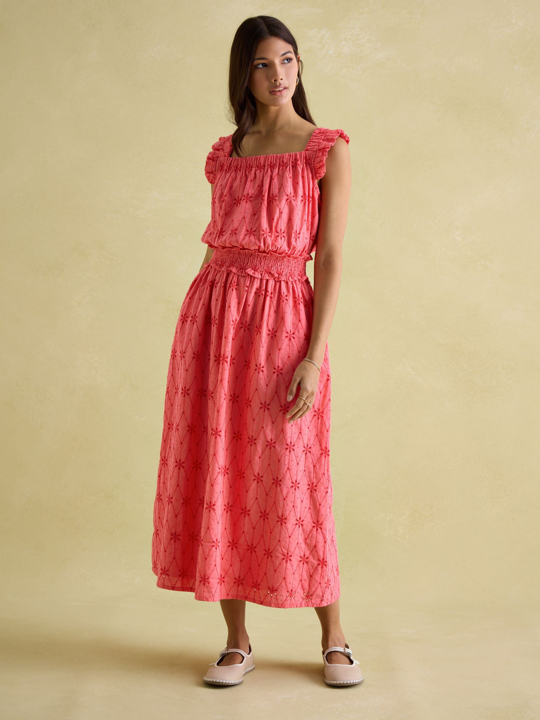 Nadia Coral Pink Broderie Sun Dress - Image 2 of 6