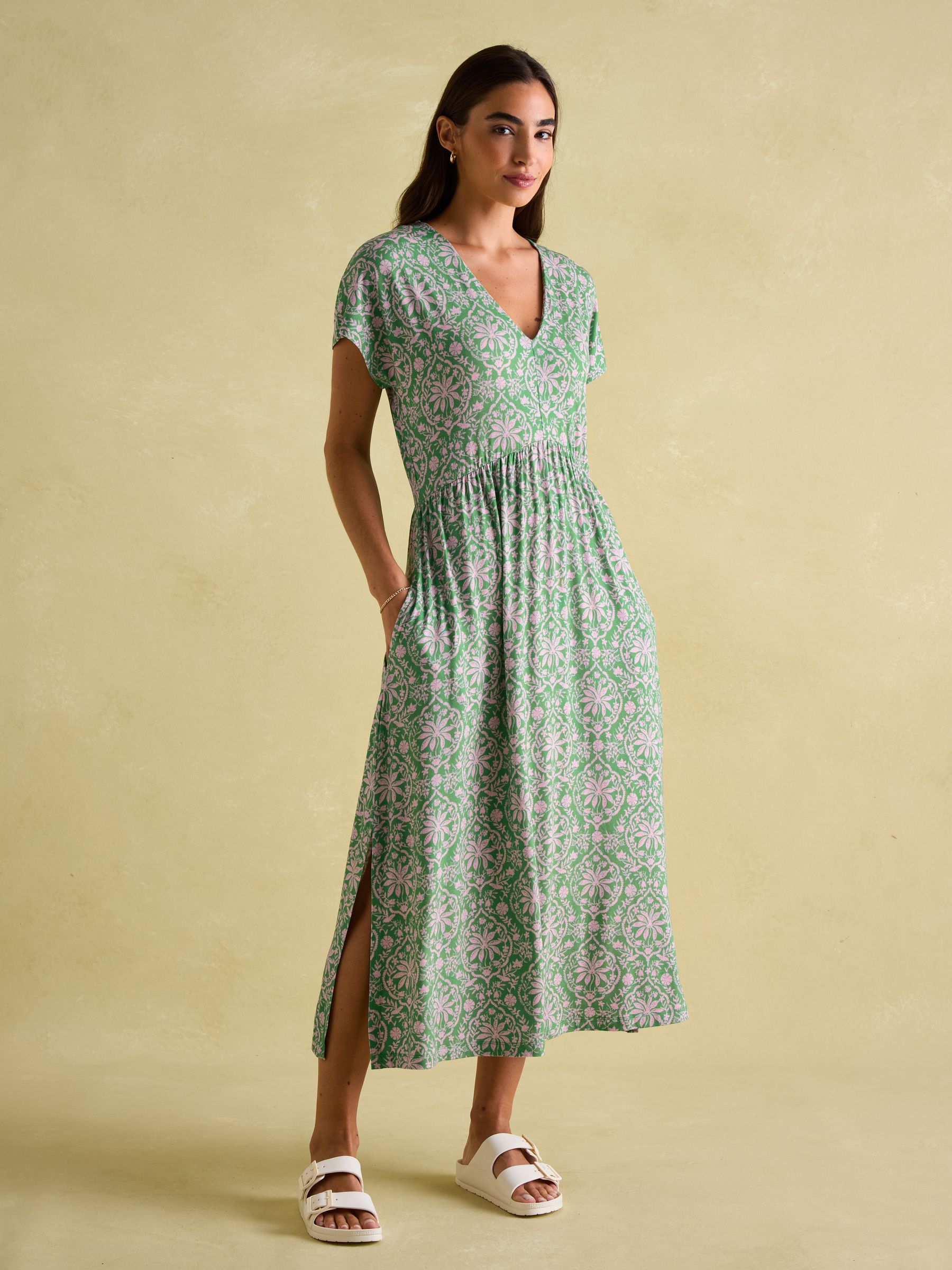 Nia Green Jersey V-Neck Beach Dress - Image 1 of 6