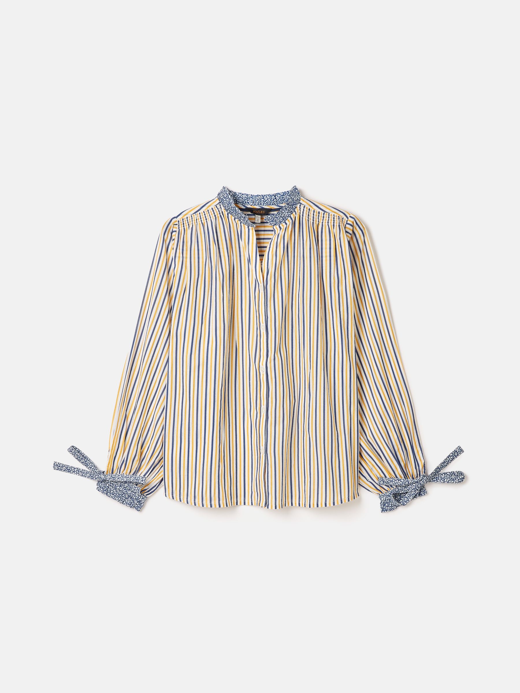 Anna Yellow/Blue Frill Neck Blouse - Image 6 of 6