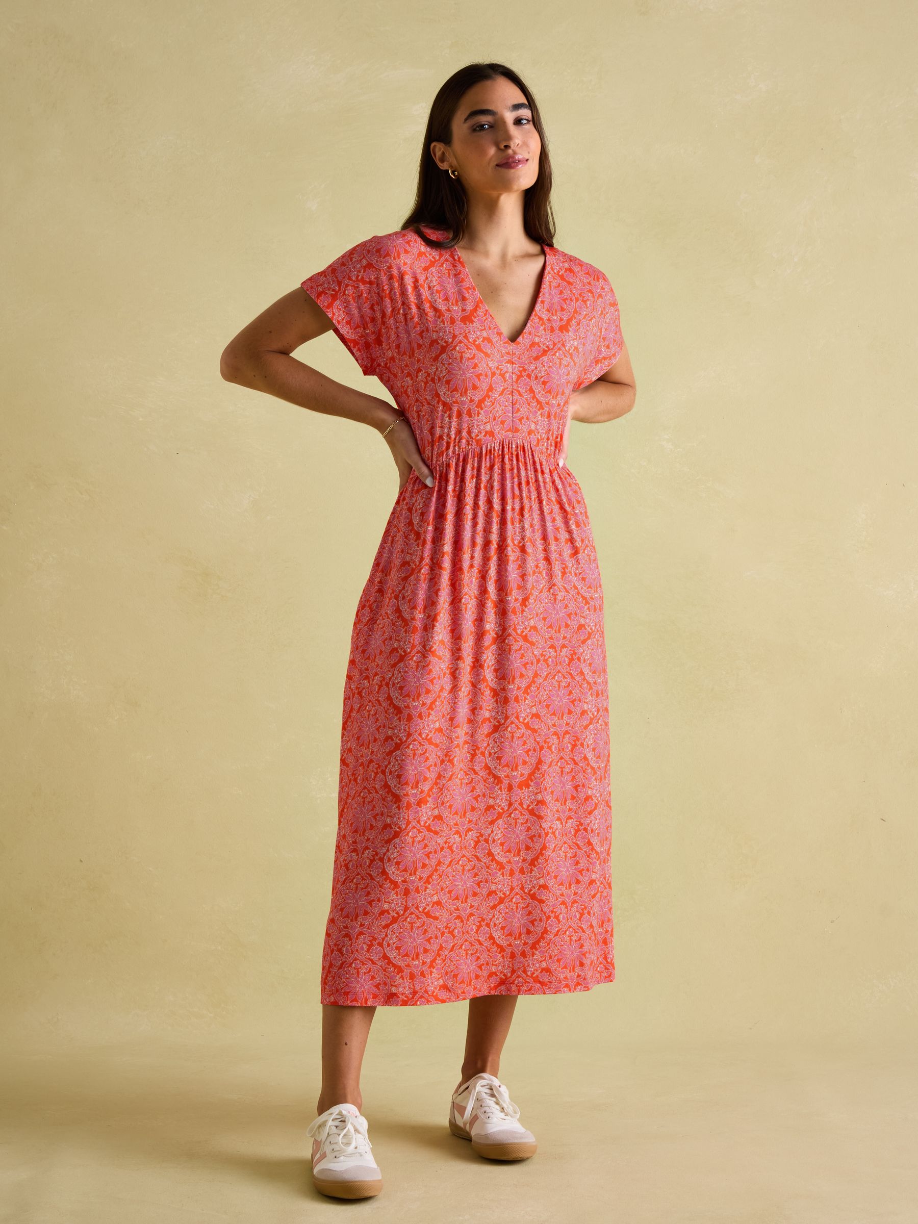 Nia Pink Jersey V-Neck Beach Dress - Image 1 of 7