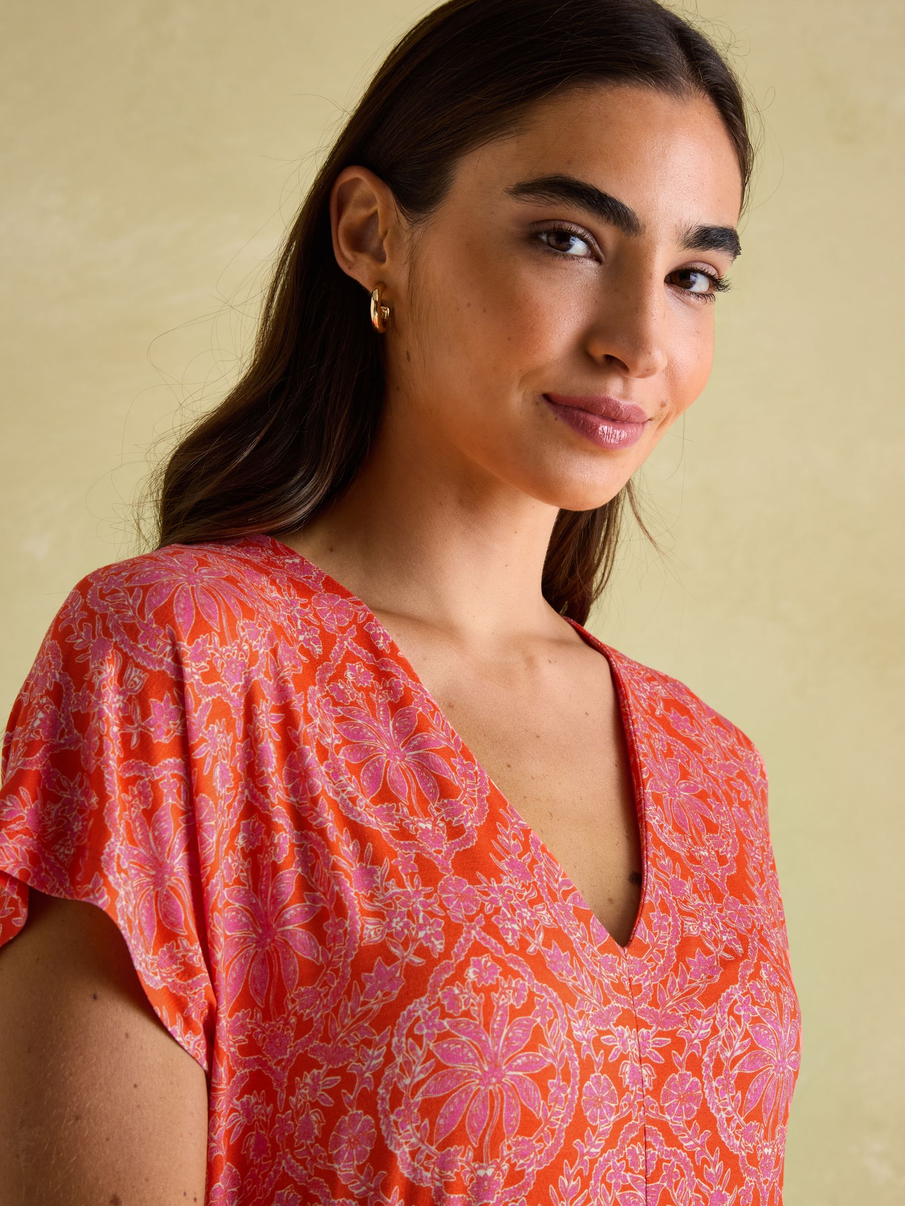 Nia Pink Jersey V-Neck Beach Dress - Image 3 of 7