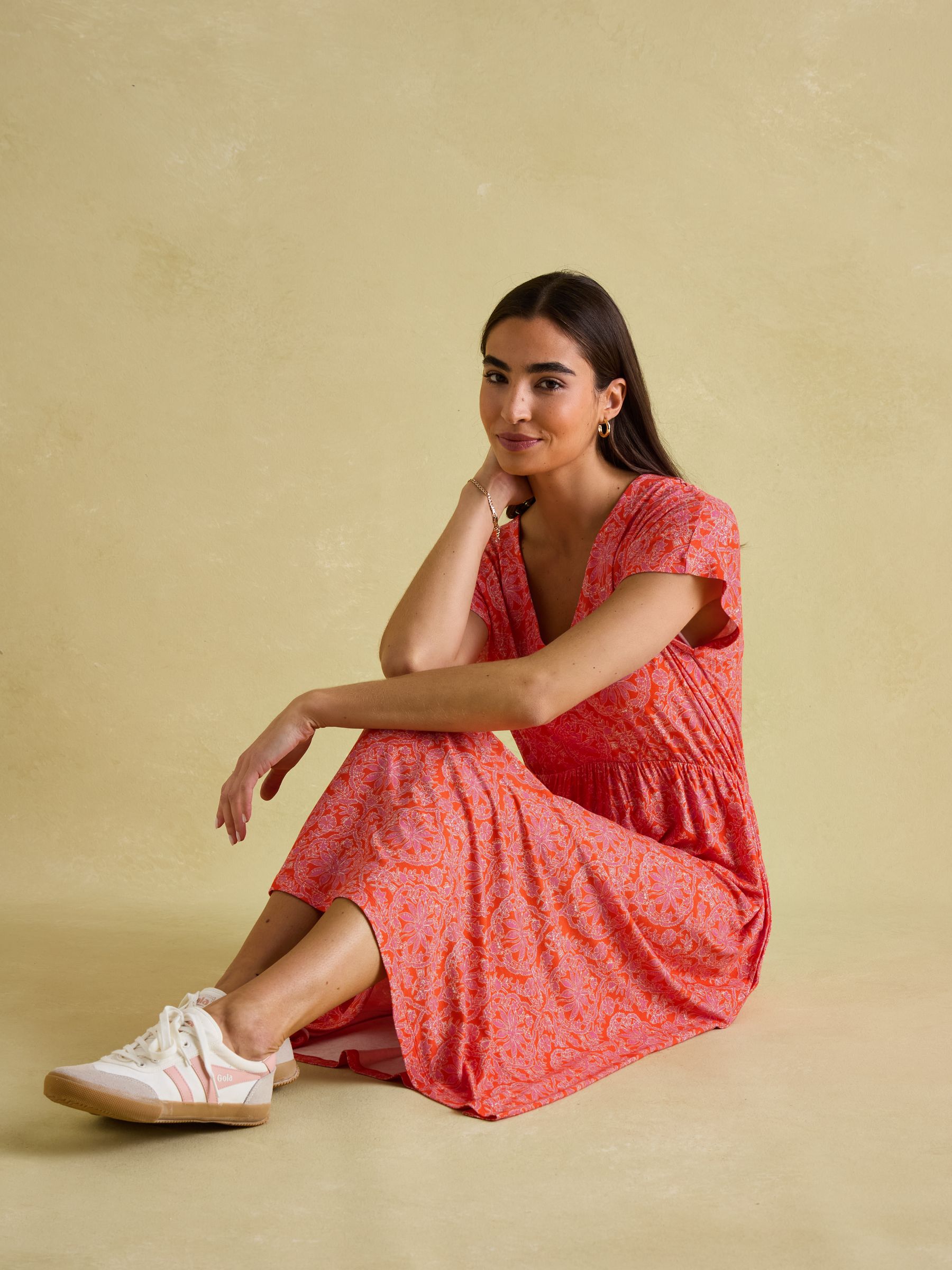 Nia Pink Jersey V-Neck Beach Dress - Image 4 of 7