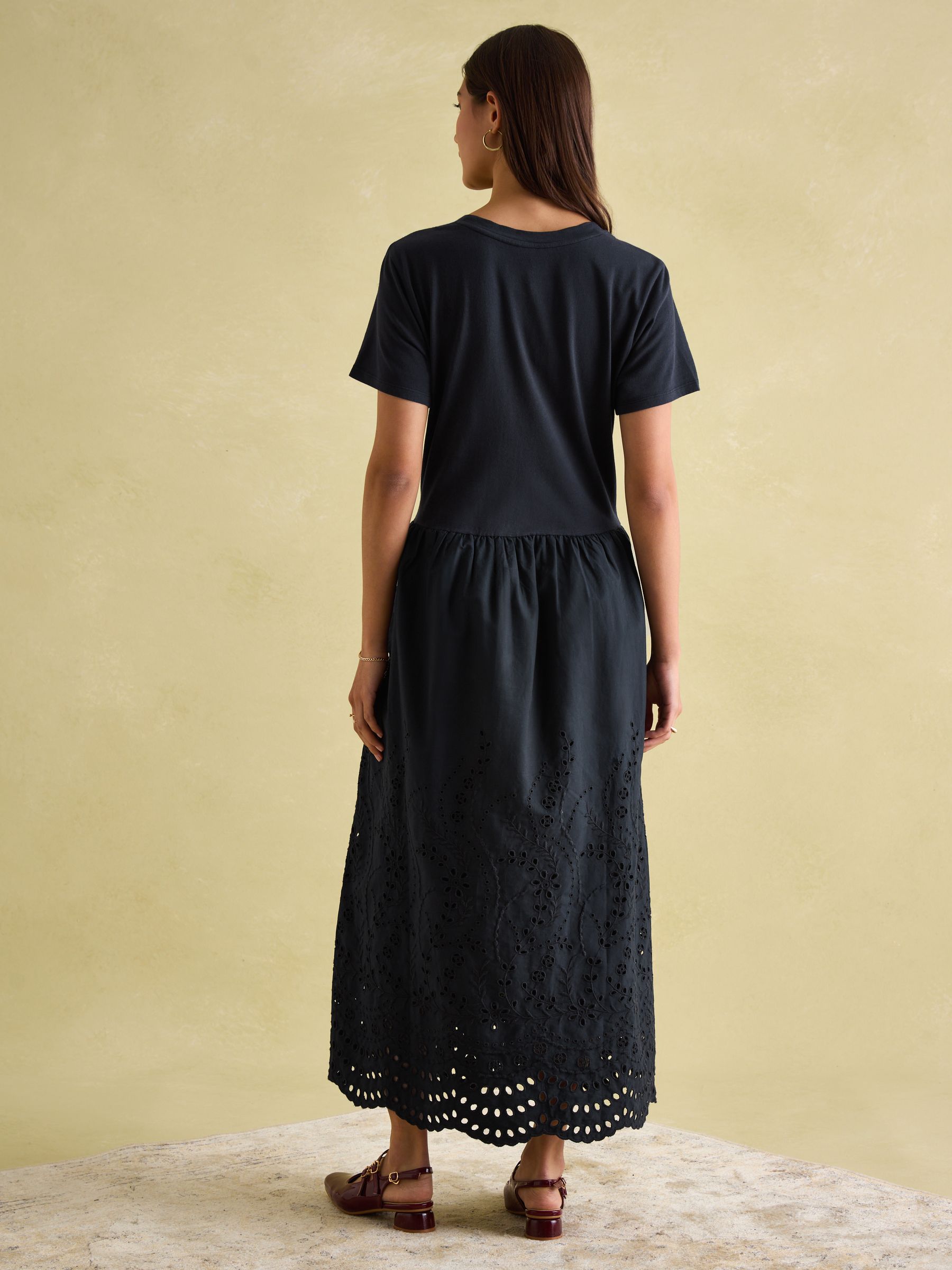 Reid Navy Broderie 100% Cotton Dress - Image 2 of 6