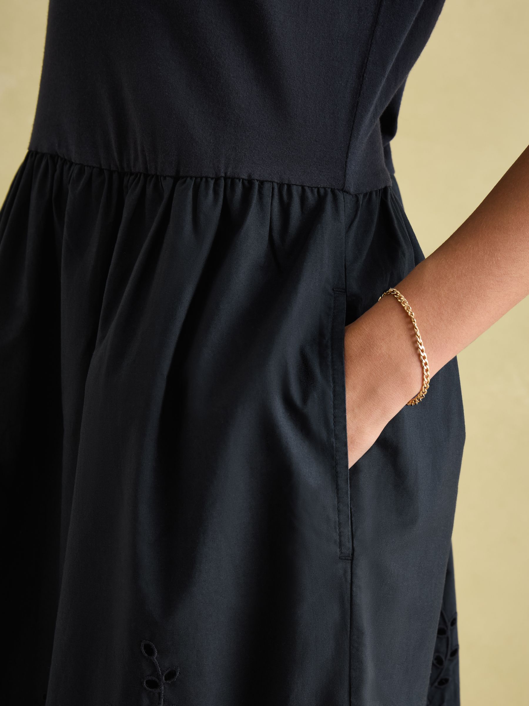 Reid Navy Broderie 100% Cotton Dress - Image 4 of 6