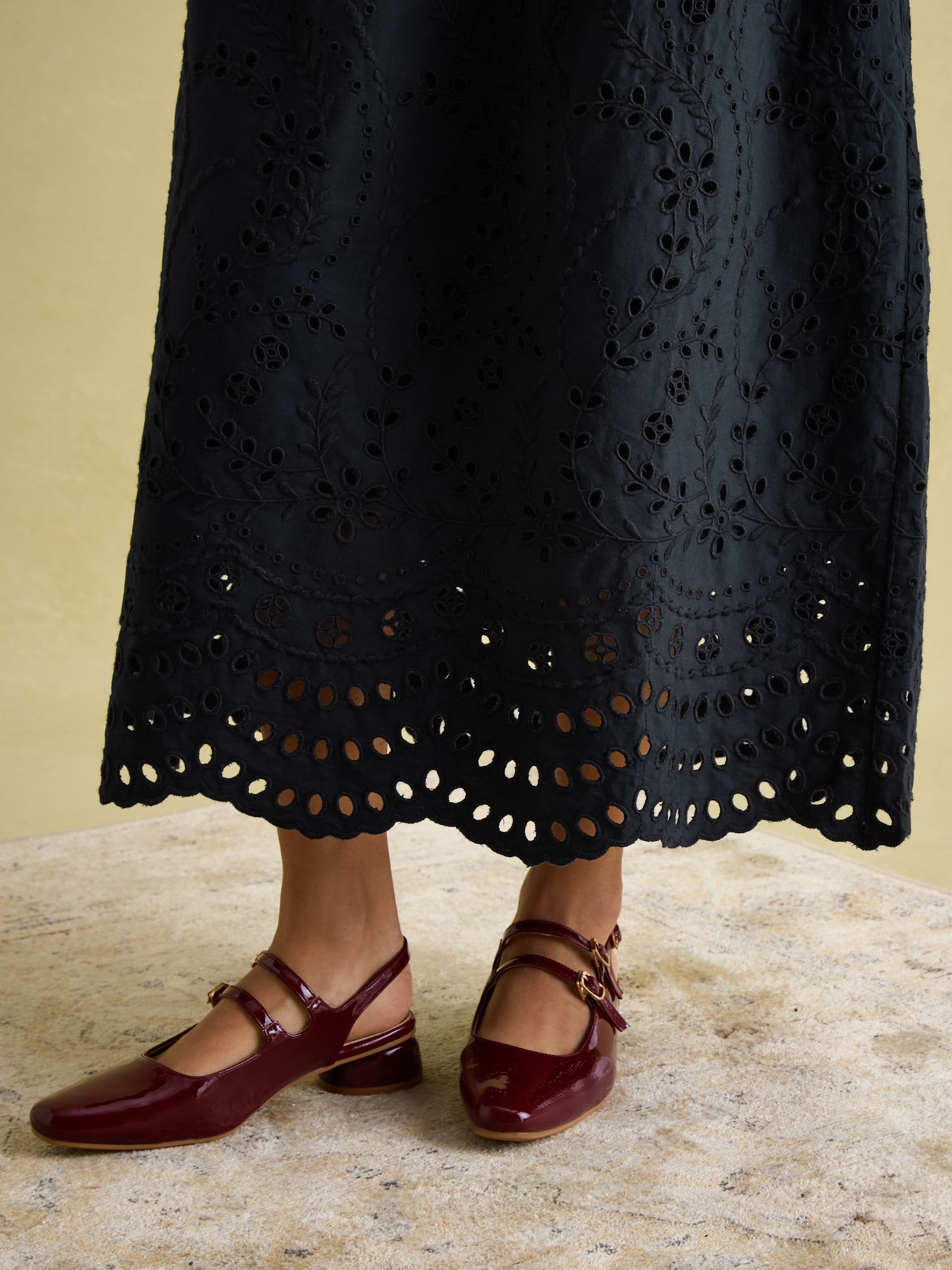 Reid Navy Broderie 100% Cotton Dress - Image 5 of 6