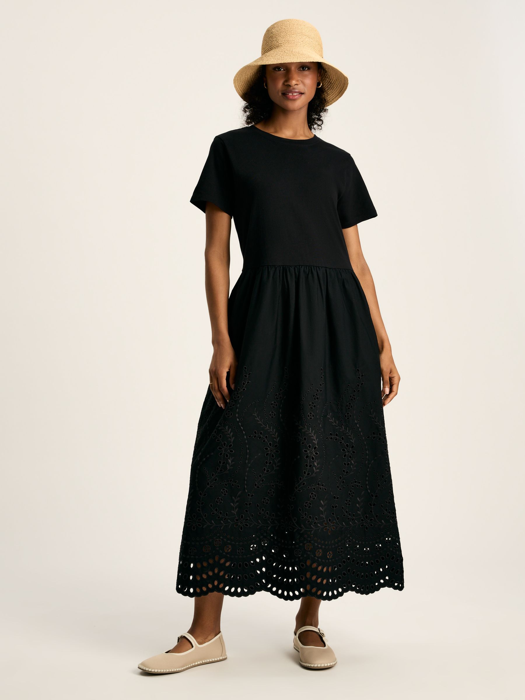 Reid Black Broderie 100% Cotton Dress - Image 1 of 6
