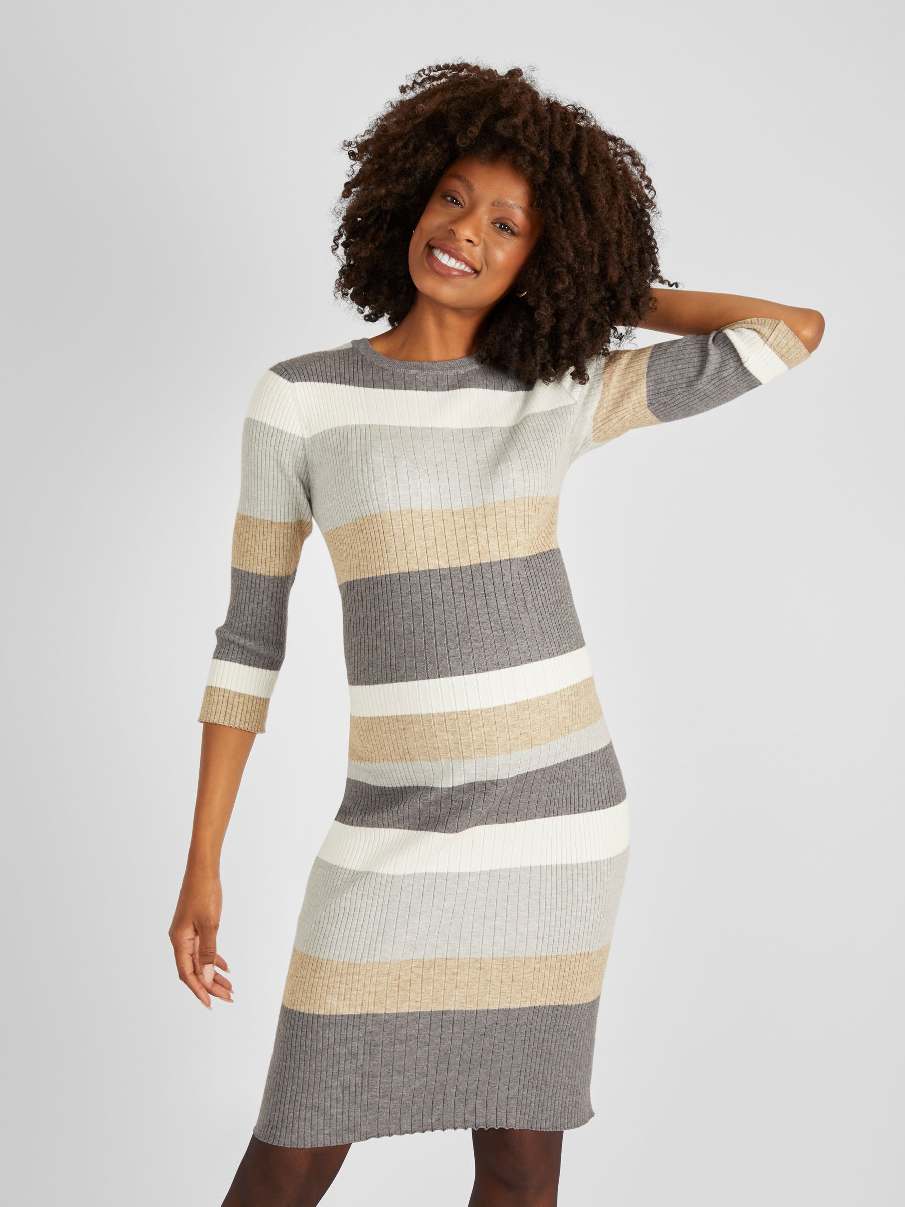 Grey Stripe Knitted Tube Maternity Dress - Image 2 of 4
